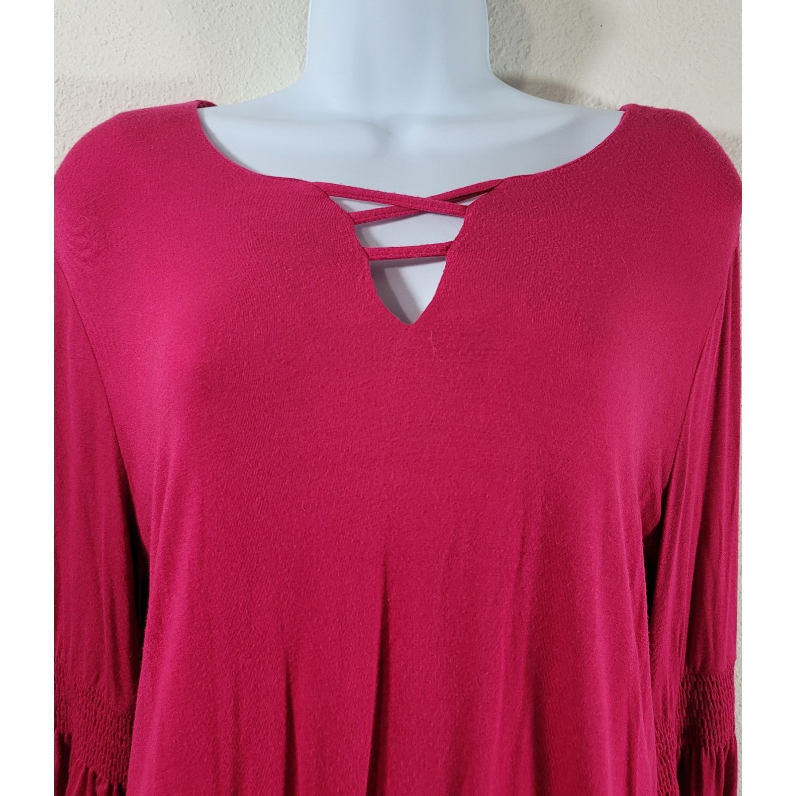 Other Cato Fuchsia Crisscross V Neck Bell Sleeves Top Large Size L / US 10 / IT 46 - 5 Thumbnail