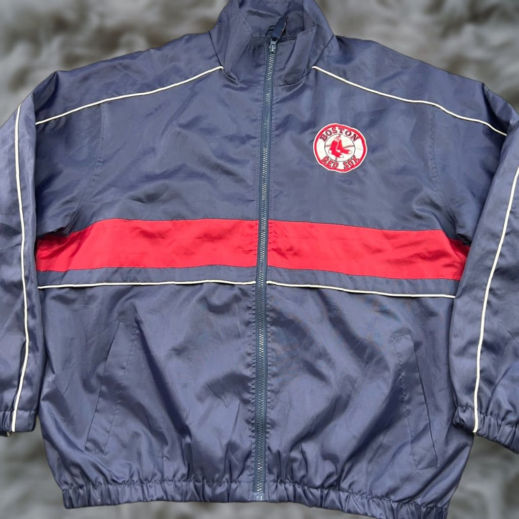 MLB MLB Boston Red Sox Windbreaker Jacket Full Zip Mens Large Blue red Jacket Size US L / EU 52-54 / 3 - 1 Thumbnail