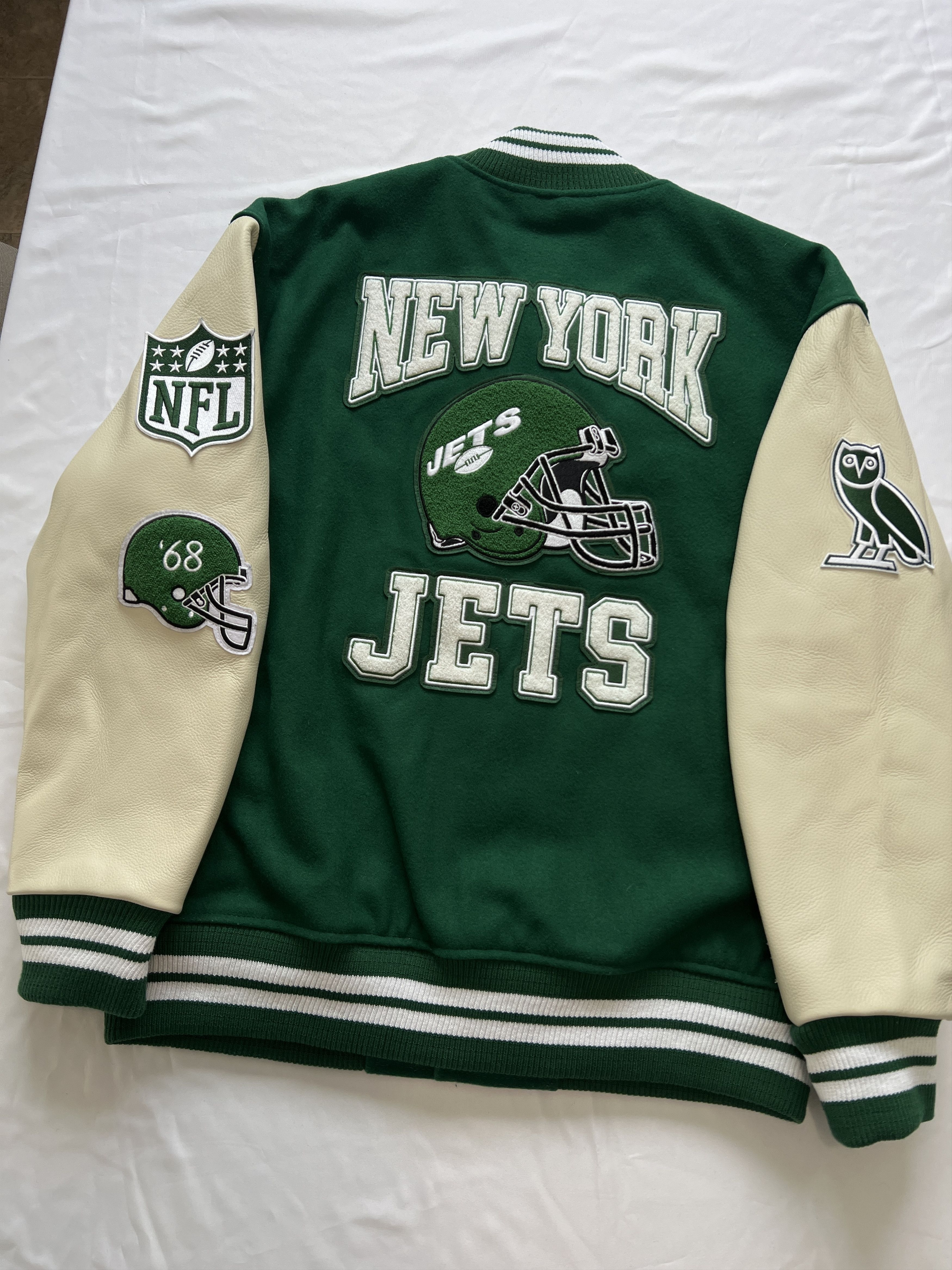Drake OVO x NFL NEW YORK JETS OG VARSITY JACKET Size US XL / EU 56 / 4 - 10 Thumbnail