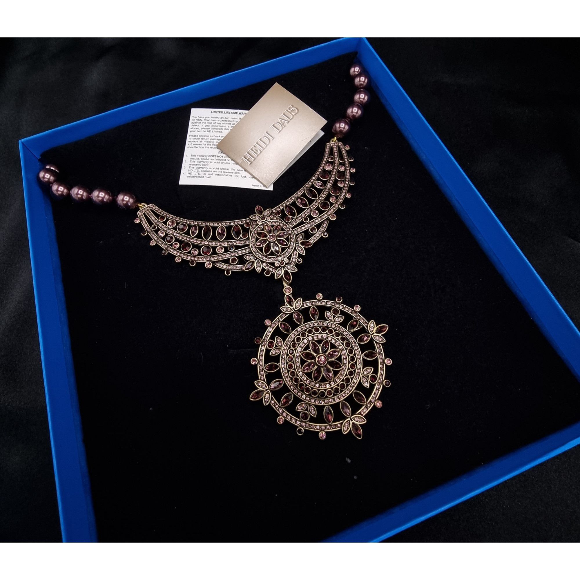 Vintage Heidi Daus Statement Necklace With Purple Beads & Intricate Size ONE SIZE - 1 Thumbnail