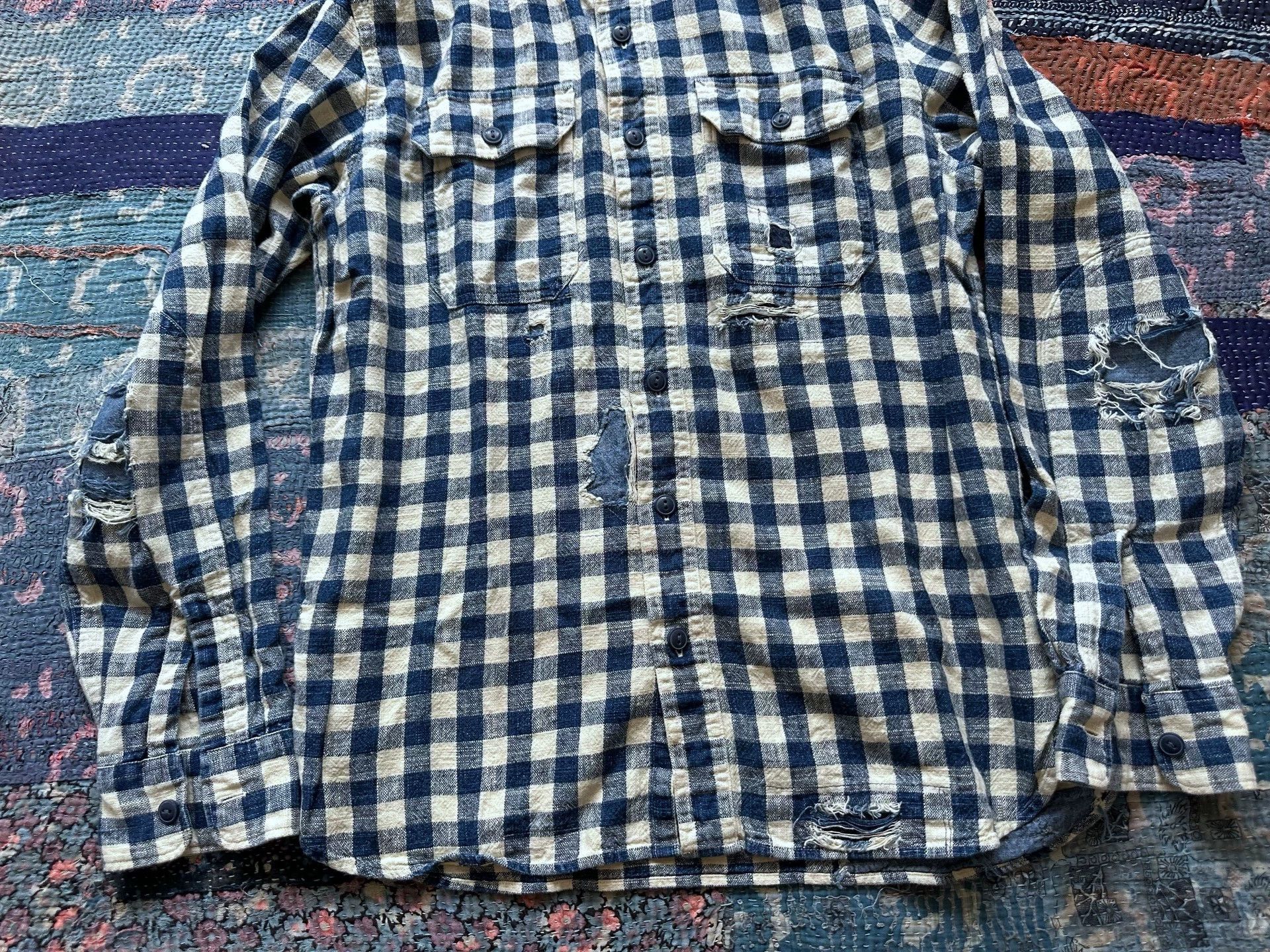 RRL Ralph Lauren RRL Distressed Check Work Shirt M Size US M / EU 48-50 / 2 - 3 Thumbnail