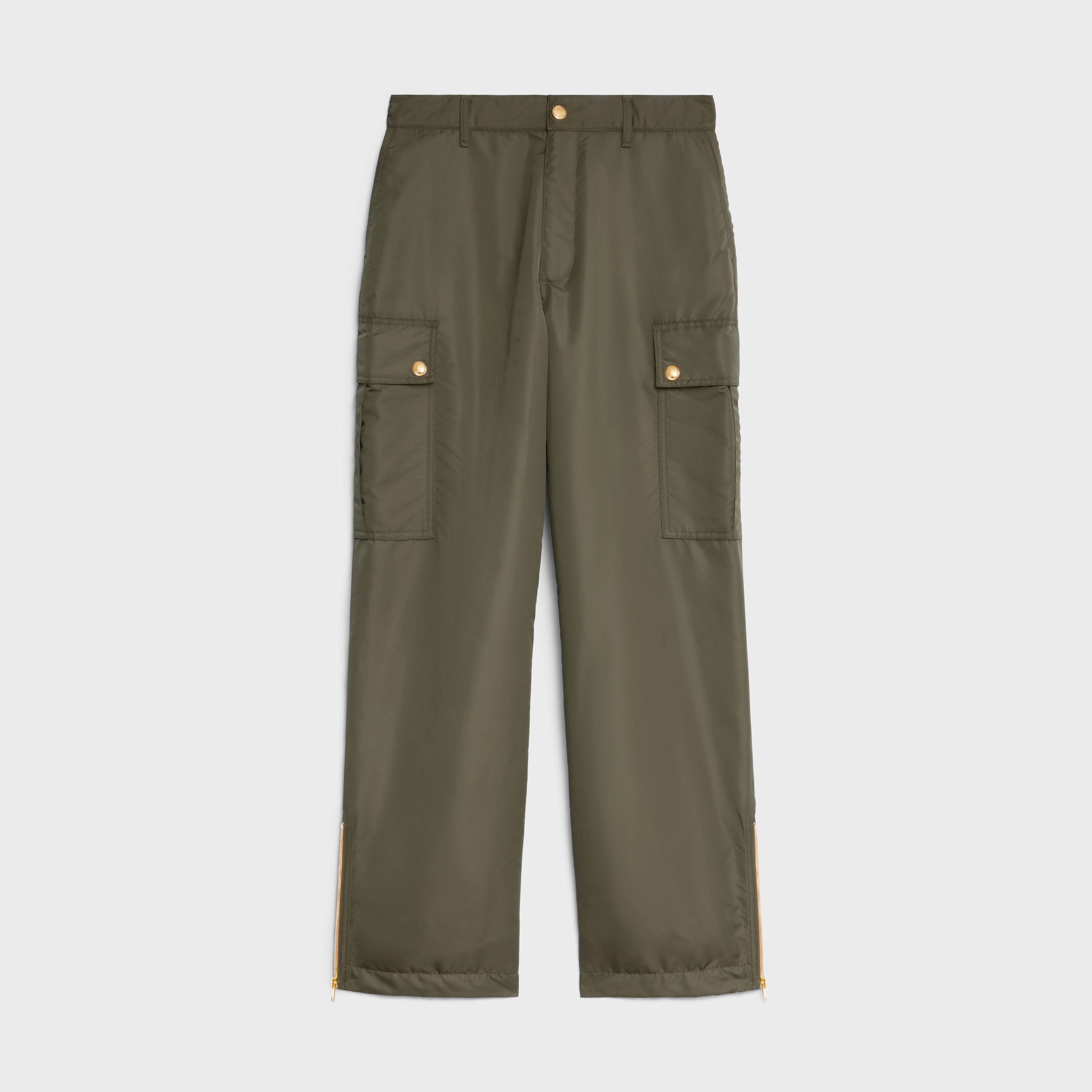 Celine o1w1db11124 Lightweight Nylon Cargo Pant in Green Size 28" / US 6 / IT 42 - 1 Thumbnail
