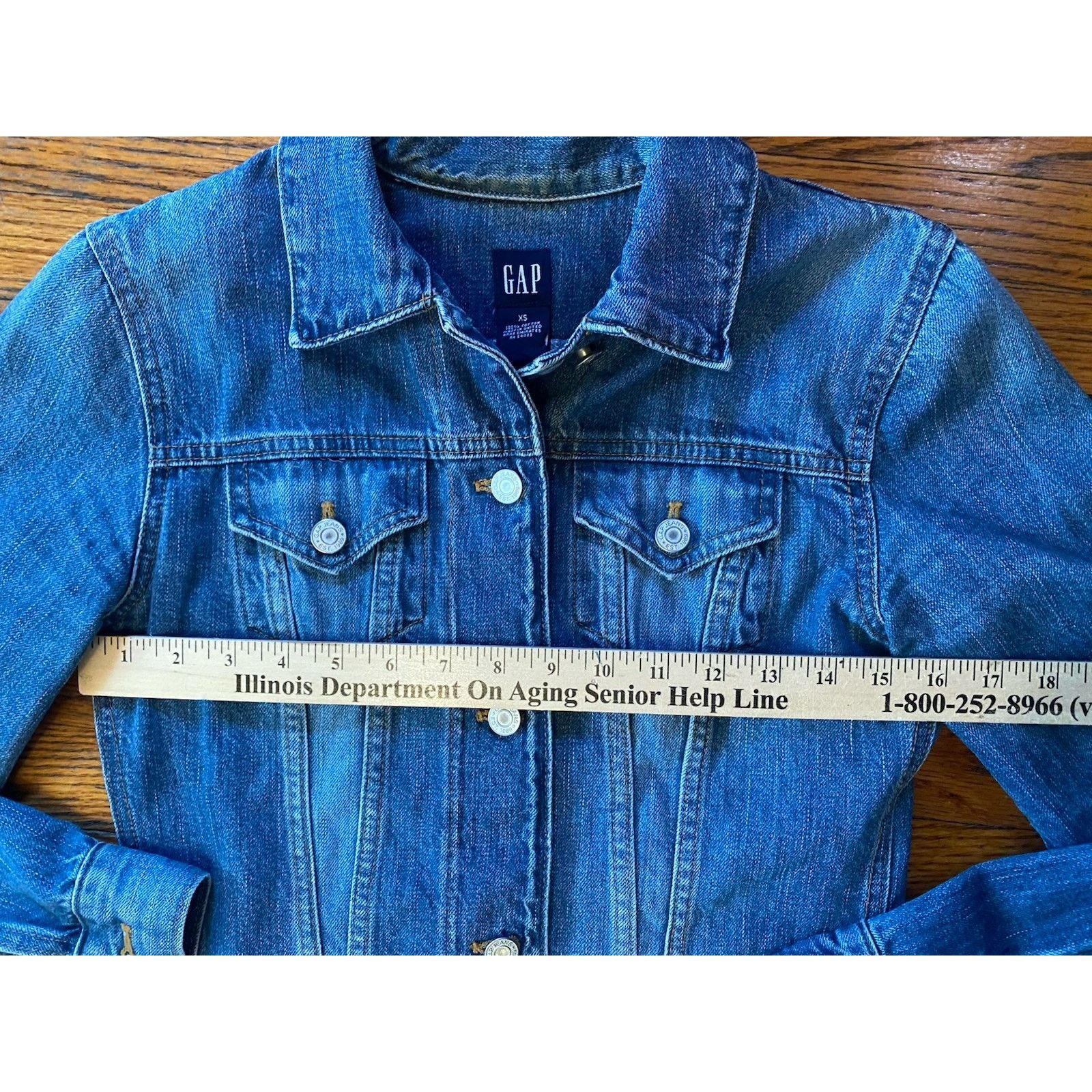 Gap Gap Denim Jacket Womens XS Blue Cotton Blend Button Pockets Size XS / US 0-2 / IT 36-38 - 4 Thumbnail