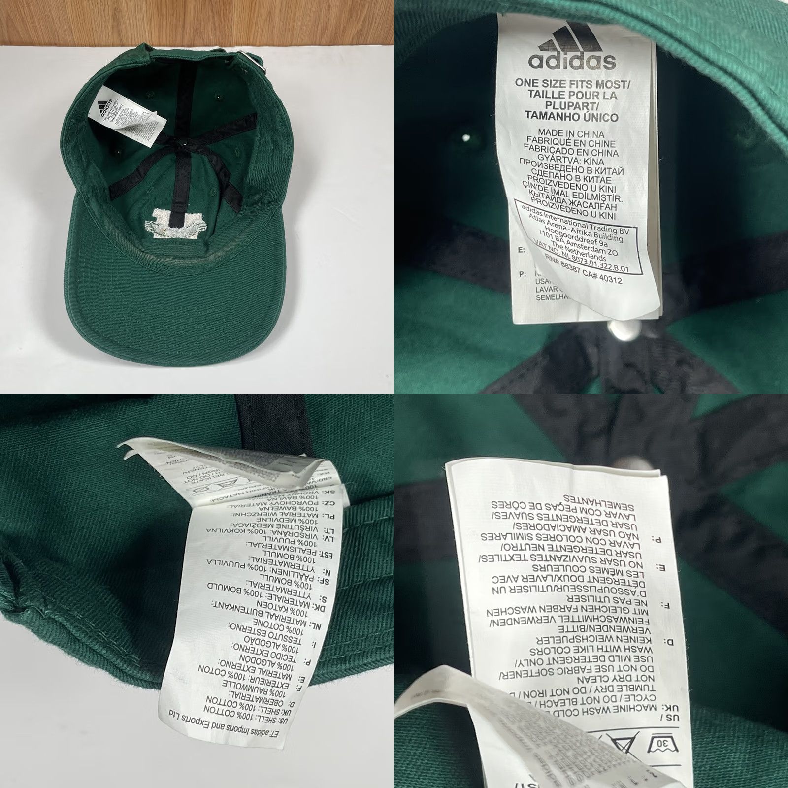 Adidas Adidas Unknown Letter “H” Adult Adjustable StrapBack Baseball Hat Cap Green Size ONE SIZE - 8 Thumbnail