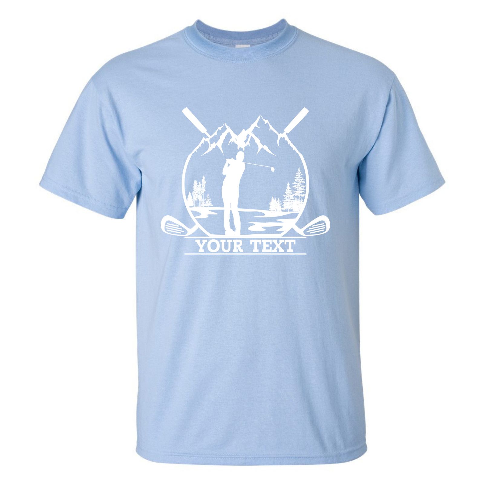Gildan Personalized Golfer in Nature Scenery Custom Text T-Shirt Size US L / EU 52-54 / 3 - 15 Thumbnail