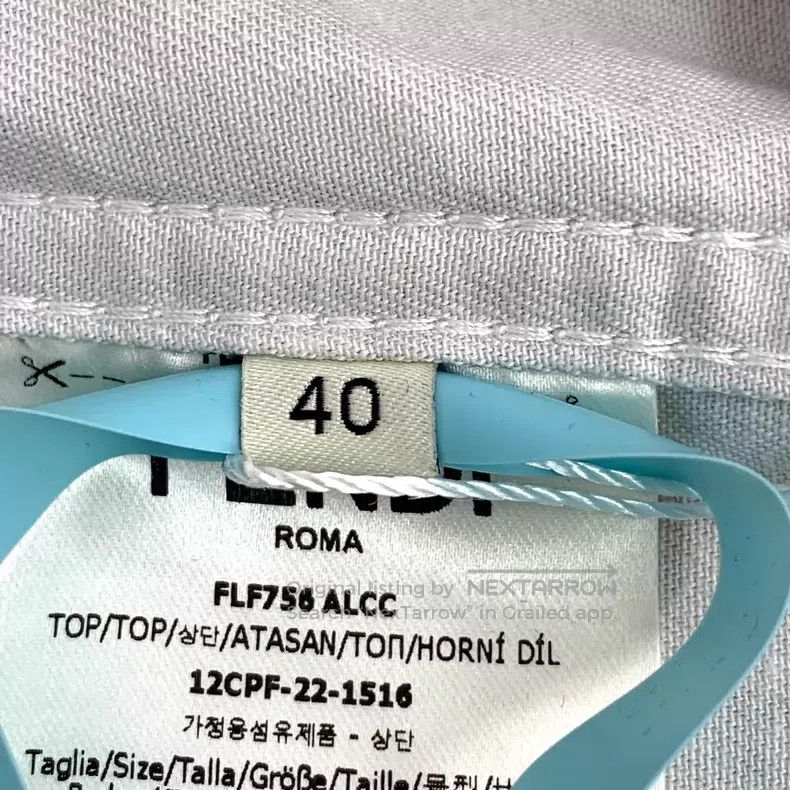 Fendi Fendi 2022 Grey Green Logo Relief Cotton Collar Long Sleev Size XS / US 0-2 / IT 36-38 - 7 Thumbnail