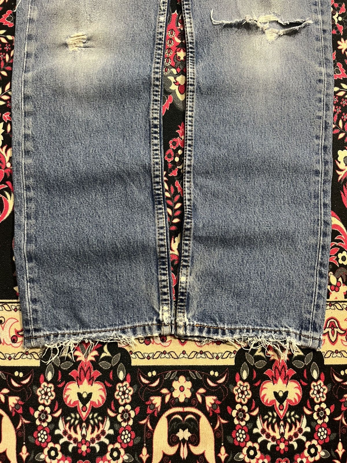 Levi's ⚡️Distressed⚡️Vintage Levi’s 551 Blue Washed Frayed Leg Jeans Size US 31 - 10 Thumbnail