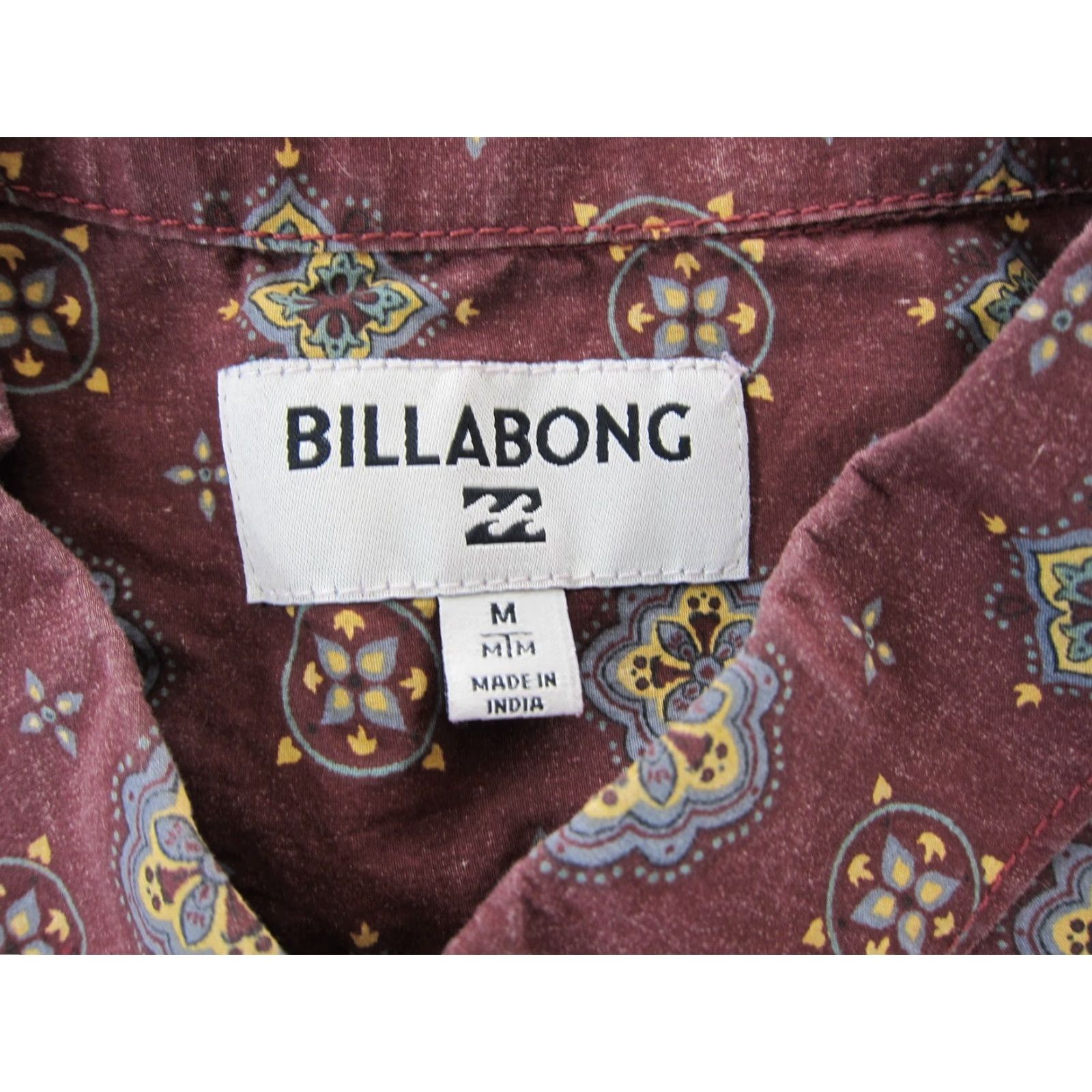 Billabong Billabong Cotton Red Yellow Blue Paisley Button Down Short Sleeve Shirt Men M Size US M / EU 48-50 / 2 - 3 Thumbnail