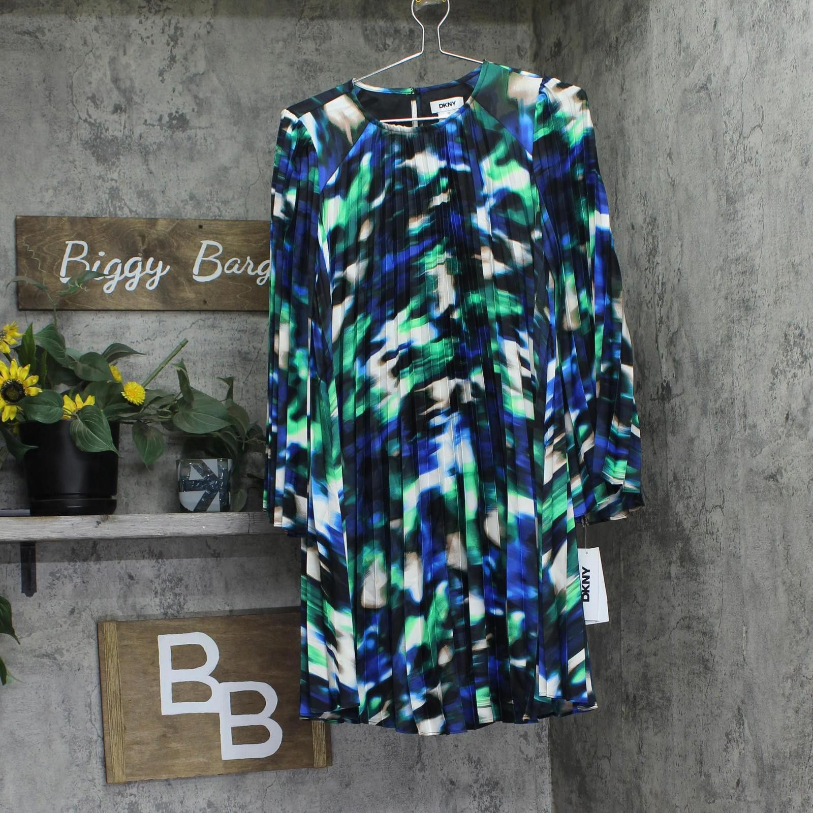 DKNY New Dkny Womens A-line Dress Printed Dd4jyd78 Black / Blue 4 Size S / US 4 / IT 40 - 1 Thumbnail