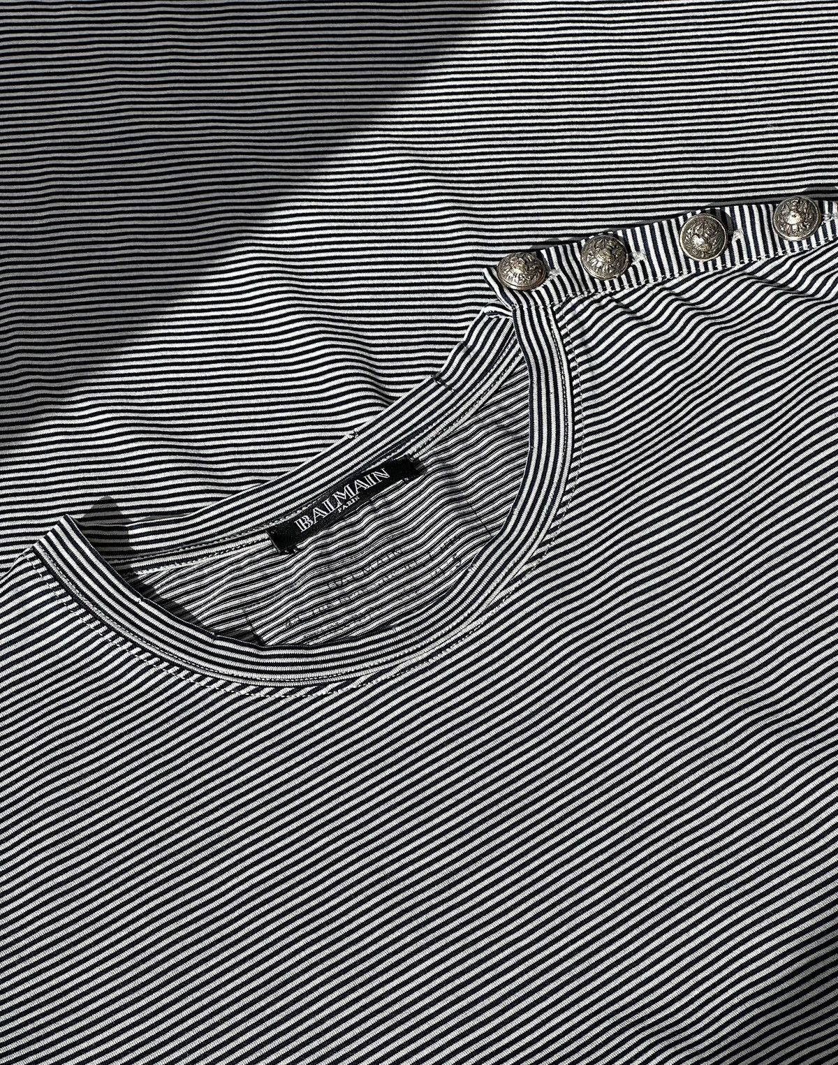 Balmain BALMAIN SS 2015 Striped Distressed Button TShirt decarnin Size US M / EU 48-50 / 2 - 2 Thumbnail