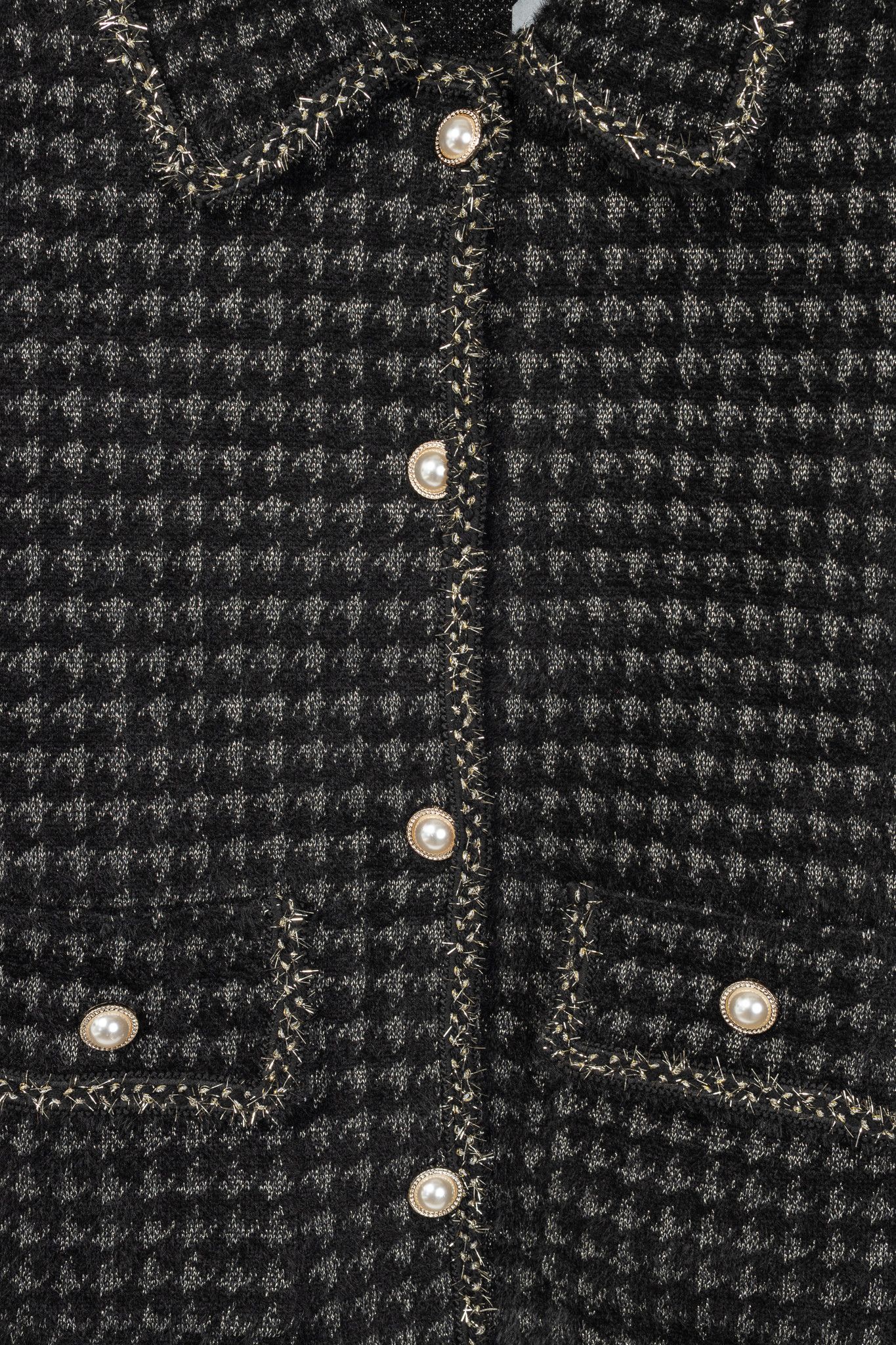 Other C.M.P.55 Black Fuzzy Lurex-Houndstooth Knit Jacket Size ONE SIZE - 9 Thumbnail