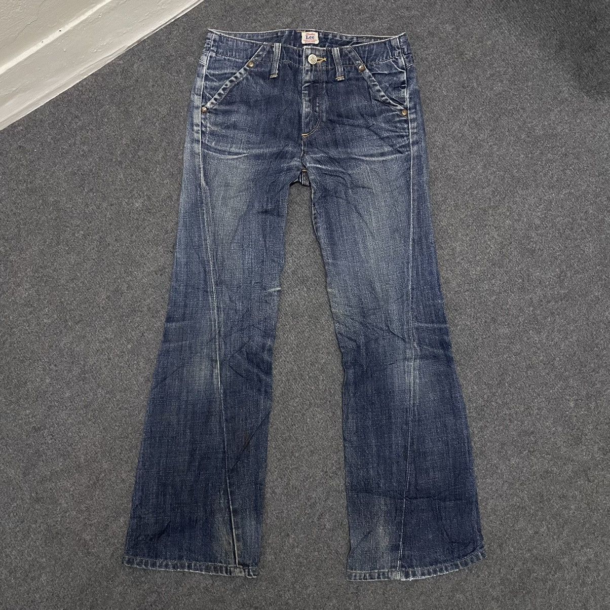 Lee × Vintage Vintage Union Made by Lee Crazy Fades Flare Jeans Size US 29 - 2 Thumbnail