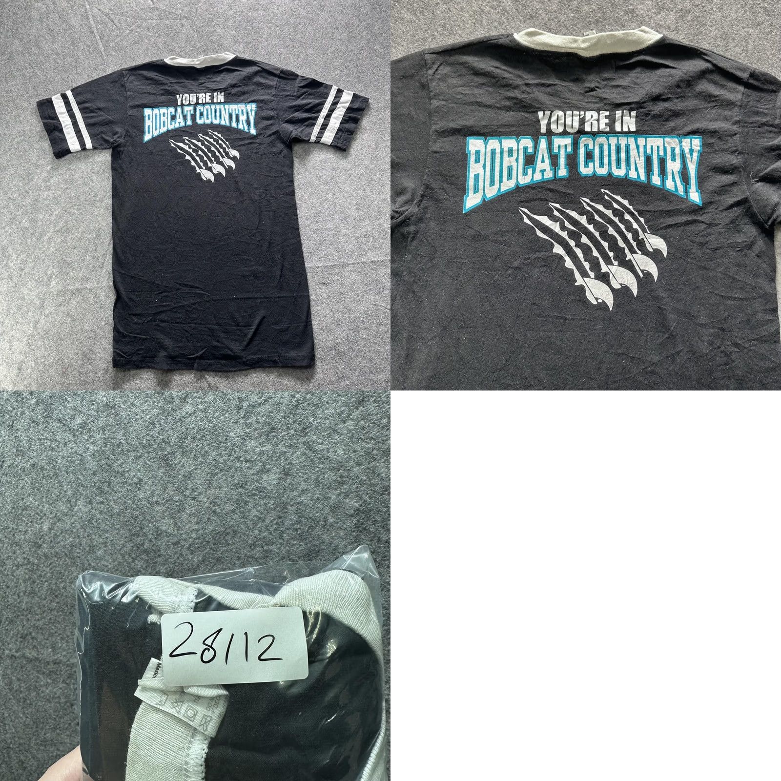 Augusta Sportswear VTG Augusta Shirt Mens S Black Bobcats StuCo V-Neck Graphic Tee Jersey Retro Size US S / EU 44-46 / 1 - 8 Thumbnail