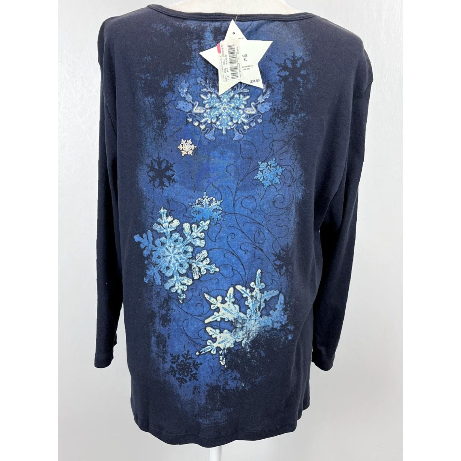 Vintage VINTAGE Merry & Bright Christmas Long Sleeve Shirt Women's XL Blue Size XL / US 12-14 / IT 48-50 - 3 Thumbnail