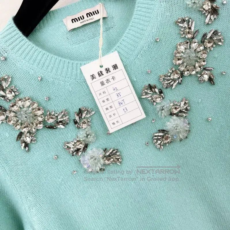 Miu Miu Miu Miu Lightweight Turquoise Cashmere Sweater . Size S / US 4 / IT 40 - 4 Thumbnail