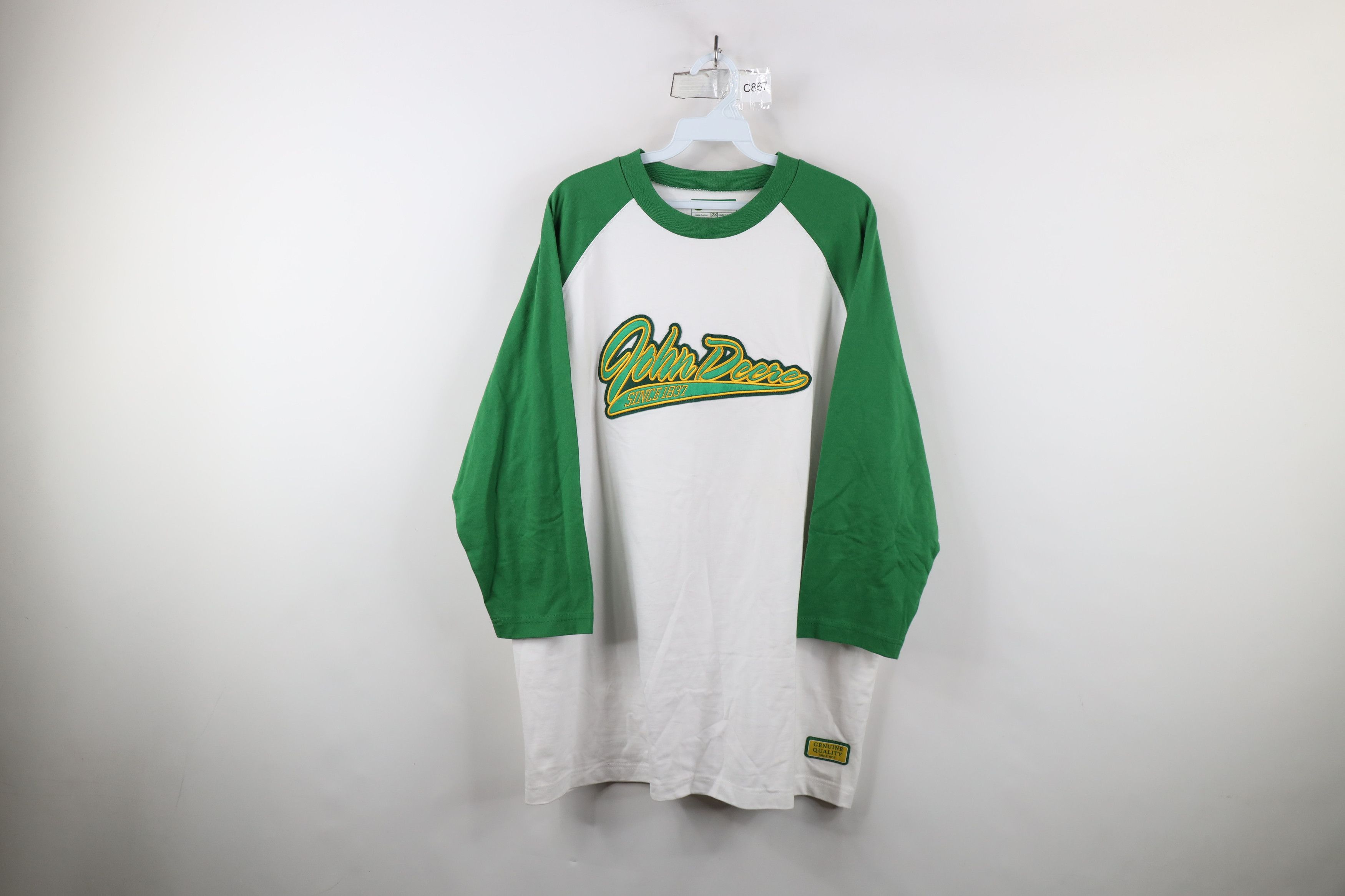John Deere × Vintage Vintage John Deere Spell 3/4 Sleeve Raglan T-Shirt Cotton Size US XXL / EU 58 / 5 - 1 Thumbnail