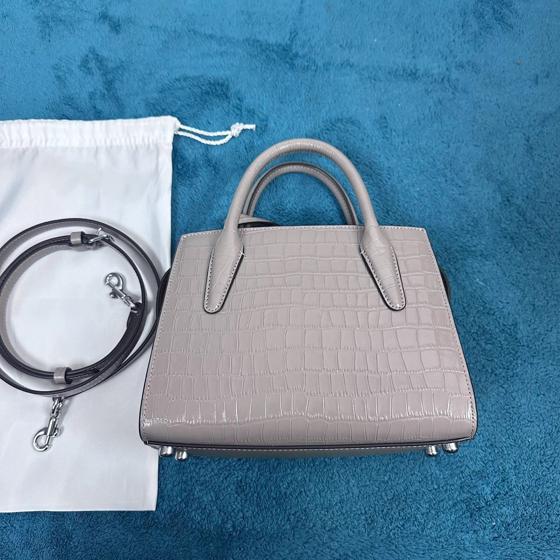 Coach Coach 22 Croc-Embossed Leather Crossbody Slate Gray S Size ONE SIZE - 3 Thumbnail