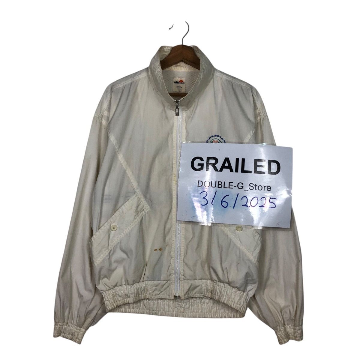 Japanese Brand ellesse 80s/90s White Zip-Up Windbreaker – Mesh Lining Size US L / EU 52-54 / 3 - 1 Thumbnail