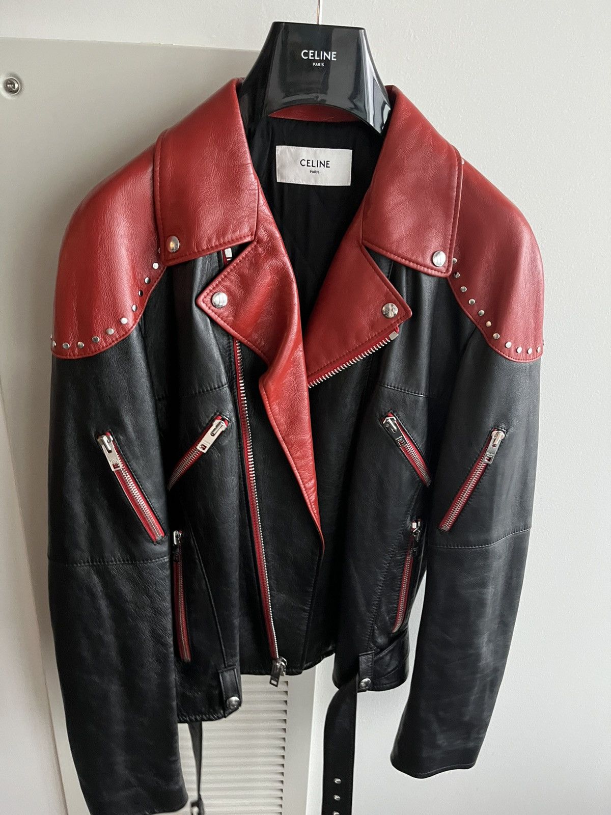 Celine × Hedi Slimane $7,500 Super Runway Celine Hedi Slimane Biker Leather Jacket Size US XL / EU 56 / 4 - 1 Thumbnail