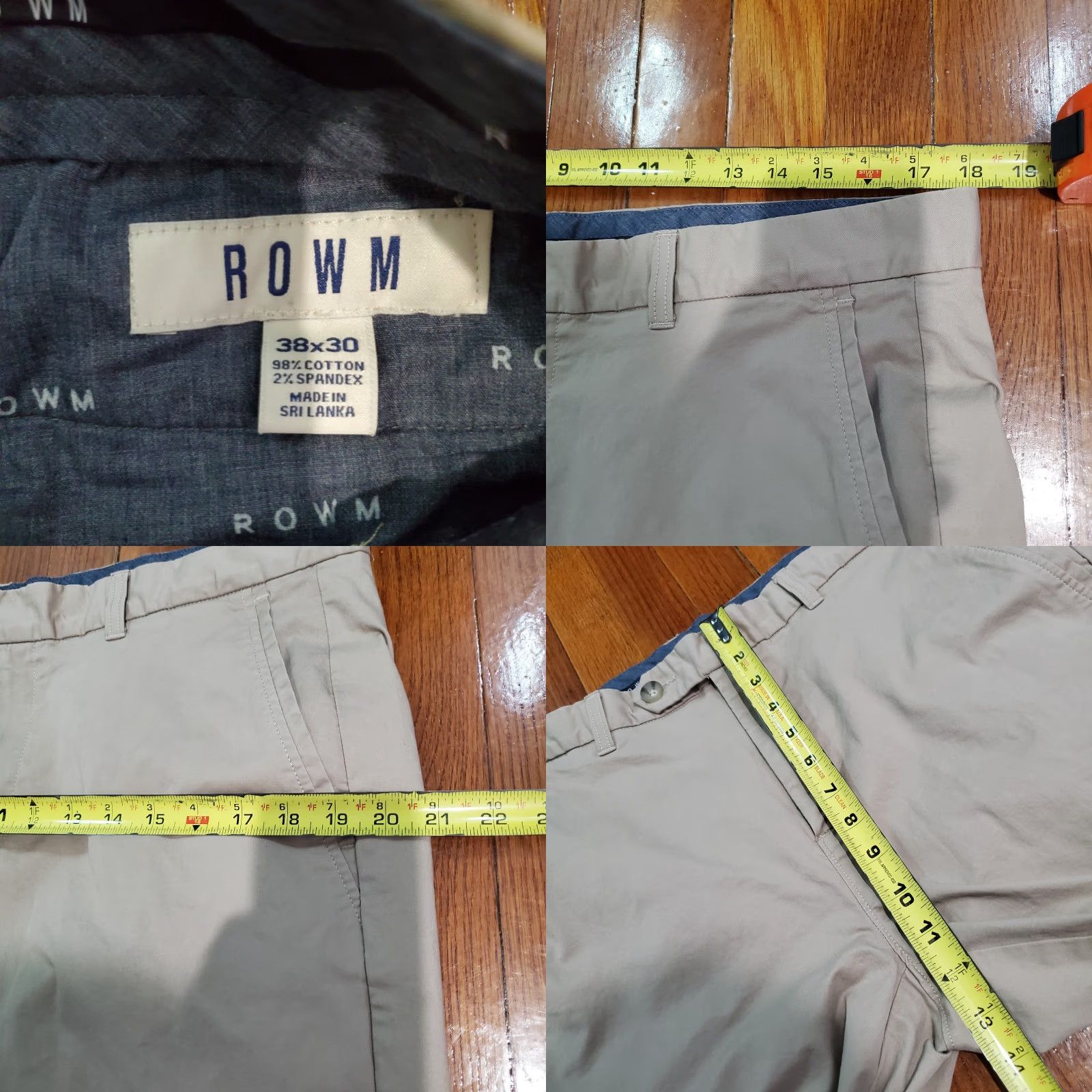 Vintage Rowm Pants Mens Beige Chino Tailored Straight Leg 38x30 Size US 38 / EU 54 - 8 Thumbnail