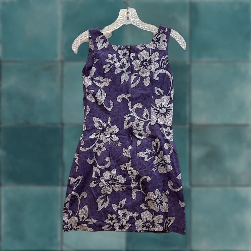 Vintage VINTAGE 90s Hawaiian Mini Dress M Purple Hibiscus Floral Tropical Coconut Women's S/ M Casual Cotton Sportswear Beach Size M / US 6-8 / IT 42-44 - 1 Thumbnail