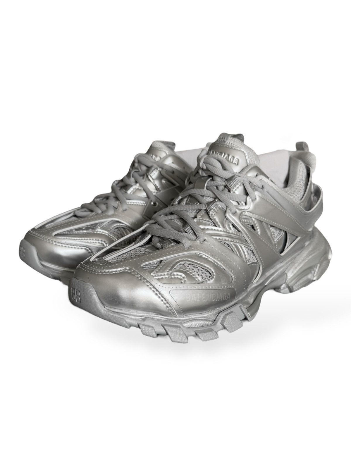 Balenciaga Silver Metallic Track Sneaker Runner Size US 7 / EU 40 - 1 Thumbnail