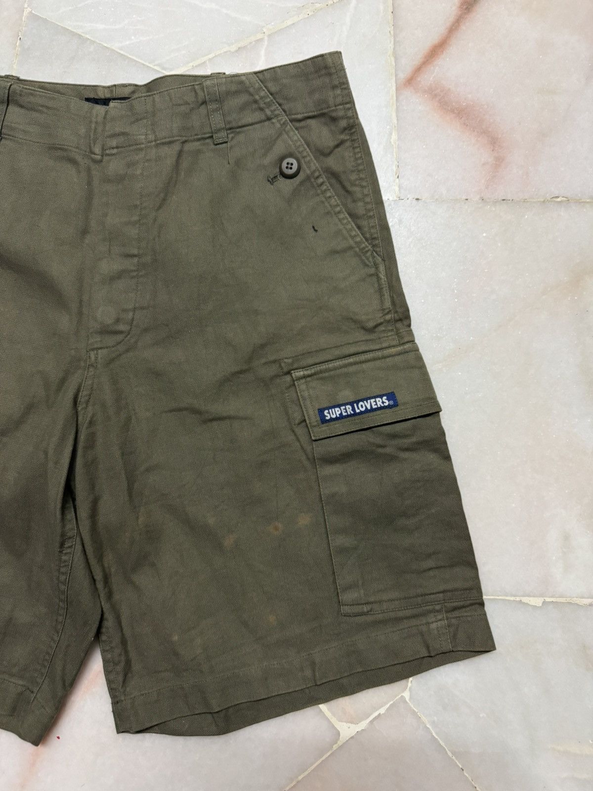 Seditionaries 💥PUNK SHORT PANTS💥 SUPERLOVERS ROCK OLIVE GREEN SHORT CARGO Size US 31 - 4 Thumbnail