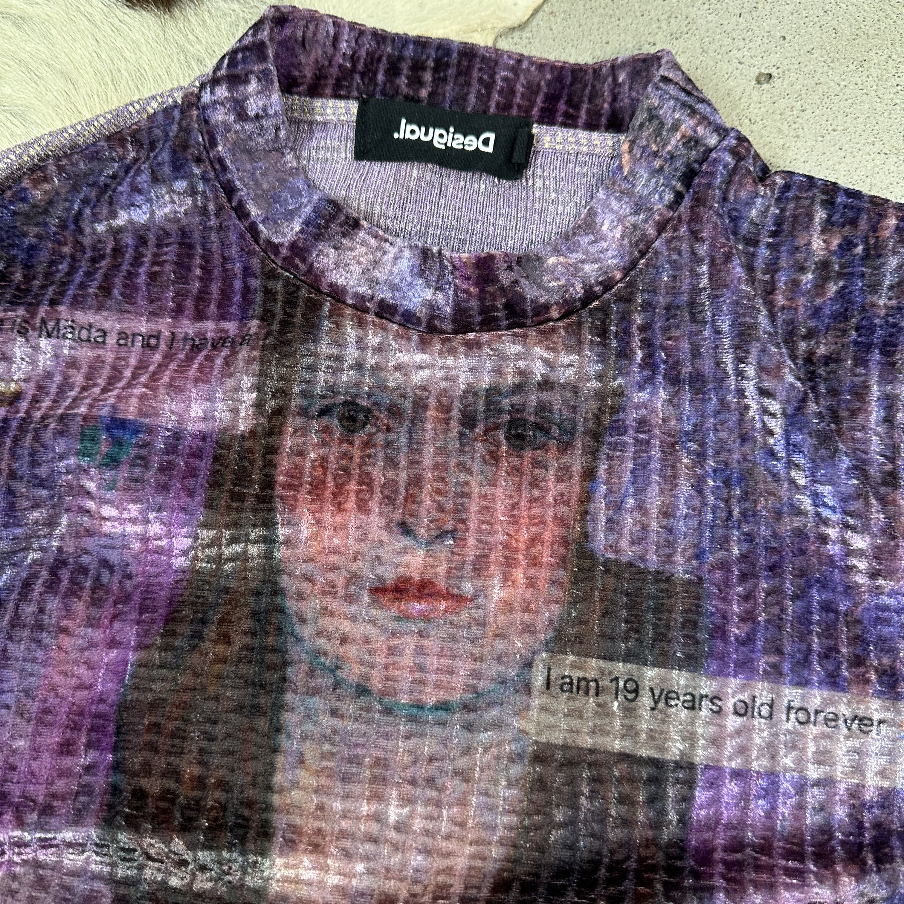Desigual × Vintage Avant Garde Velour Longsleeve Desigual Im Nineteen Forever Size L / US 10 / IT 46 - 2 Thumbnail