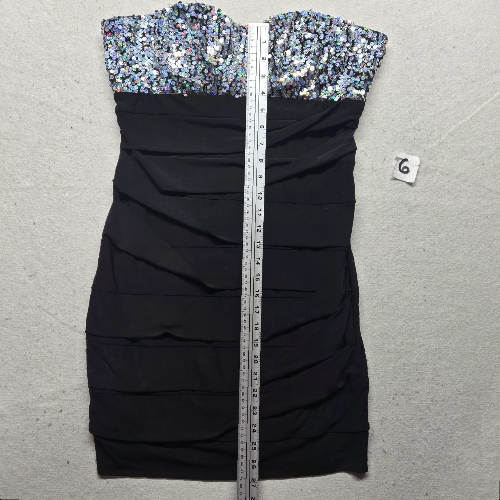 Vintage Deb Tank Dress VTG Y2K Deb Shiny Sequin Black Strapless XL Women's Party/Cocktail Dress Size XL / US 12-14 / IT 48-50 - 7 Thumbnail