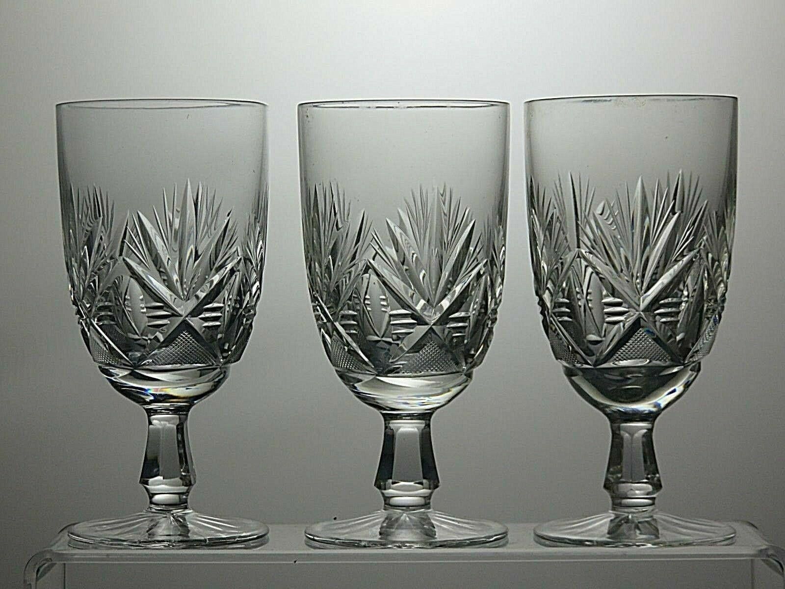The Unbranded Brand Lead Crystal Cut Clear Wine Set of 3 Glasses 5 1/8" Size ONE SIZE - 2 Thumbnail