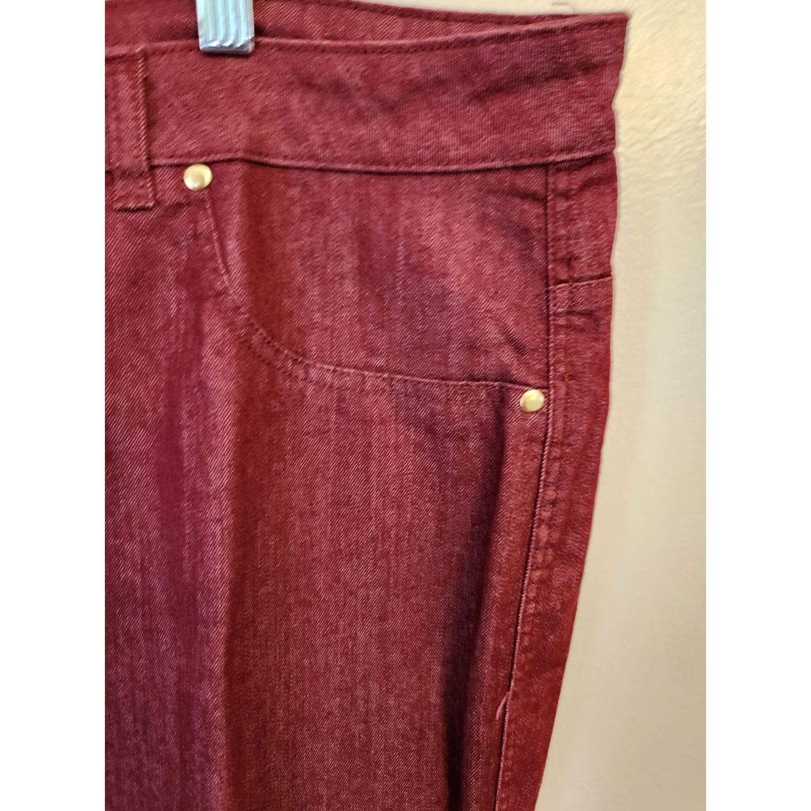 Denime IMAN Wine Women's Jeans 2X Short Straight Leg Stretch Denim Pull-on Mid-Rise Size 40" / US 18 - 3 Thumbnail