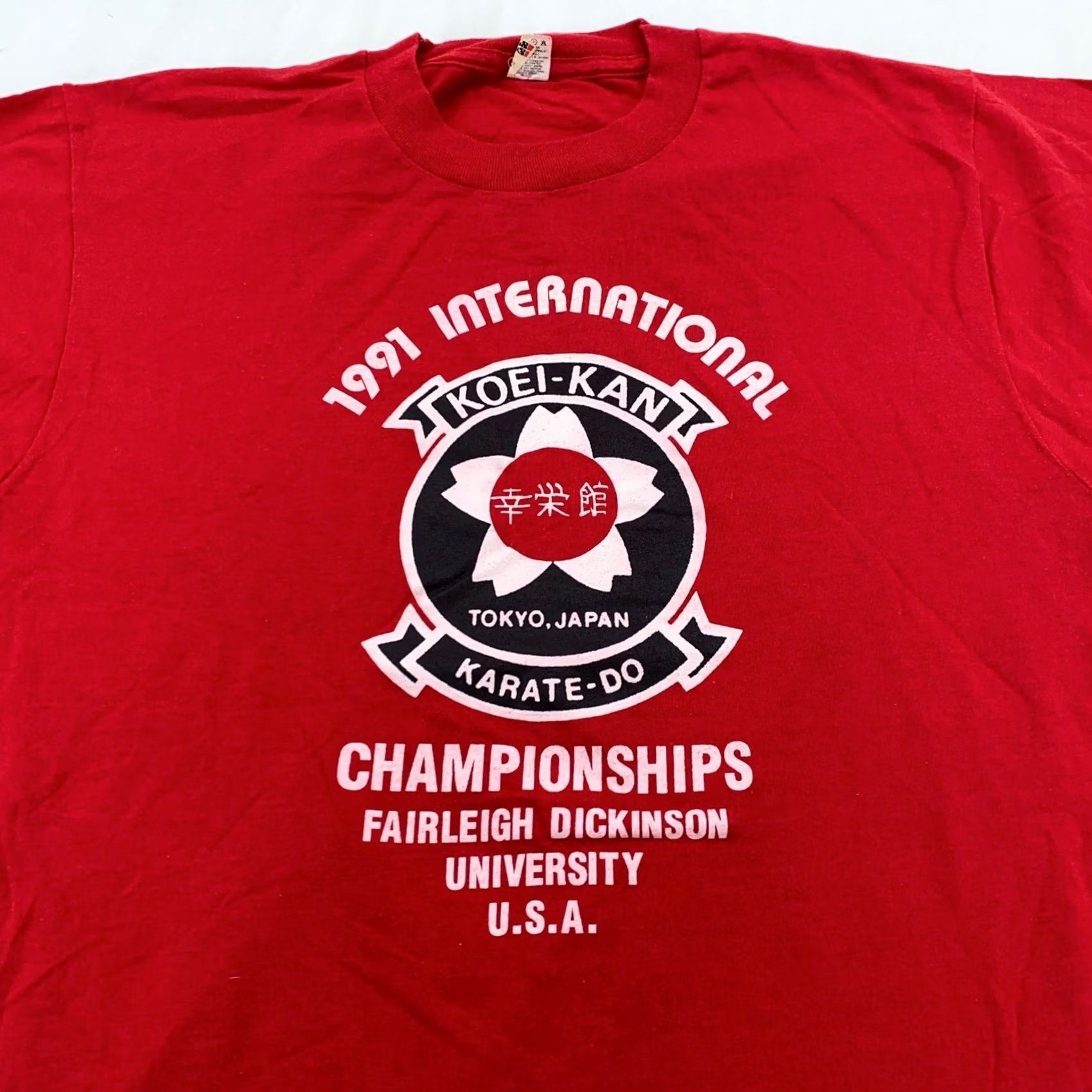 Vintage VINTAGE 1990s INTERNATIONAL KARATE CHAMPIONSHIPS T-Shirt M/L Men Red Cotton Short Sleeve Crew Neck Sports 80s 90s Mens Size US M / EU 48-50 / 2 - 2 Thumbnail