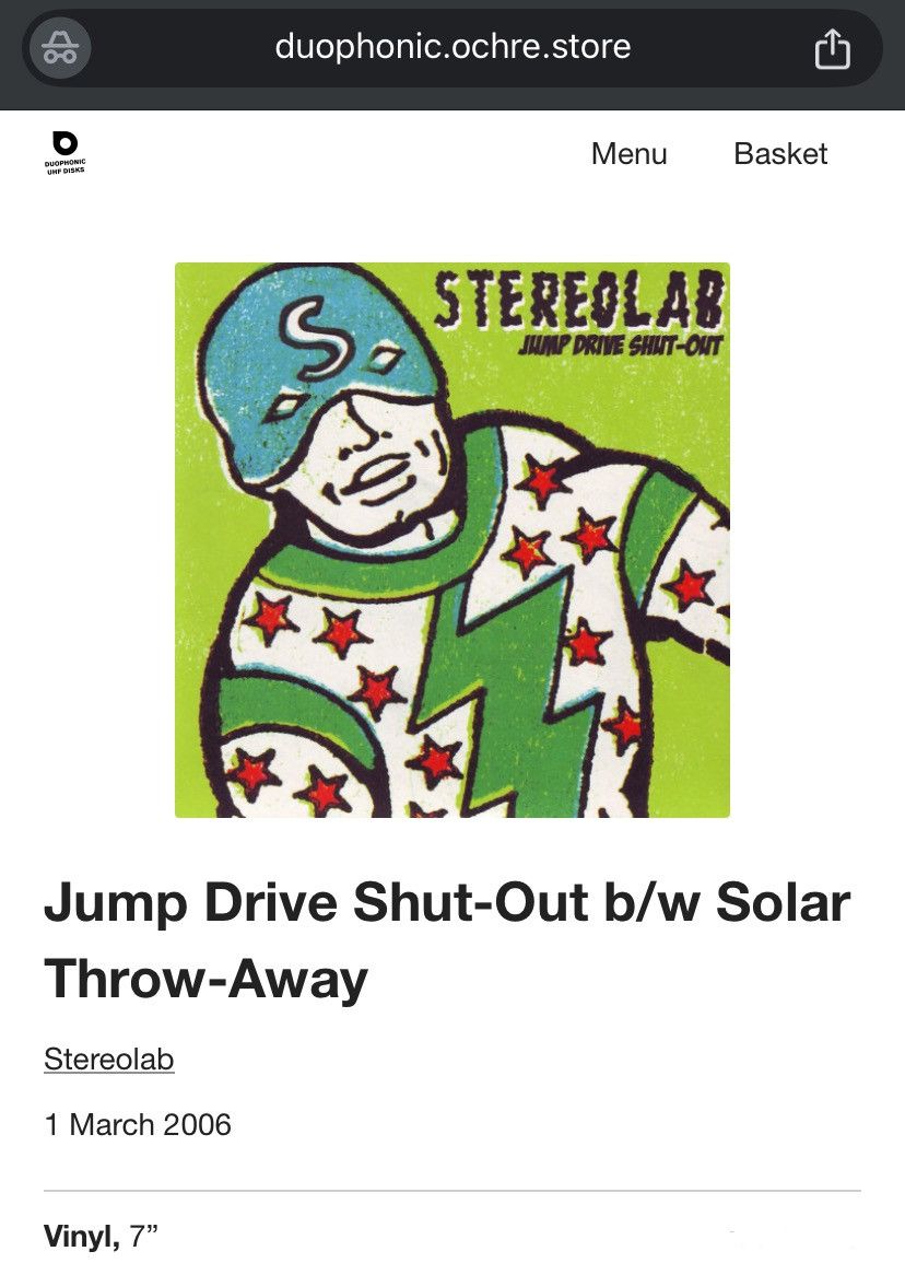 Band Tees × Vintage Stereolab - Jump Drive Shut-Out b/w Solar Throw-Away Size US S / EU 44-46 / 1 - 2 Thumbnail