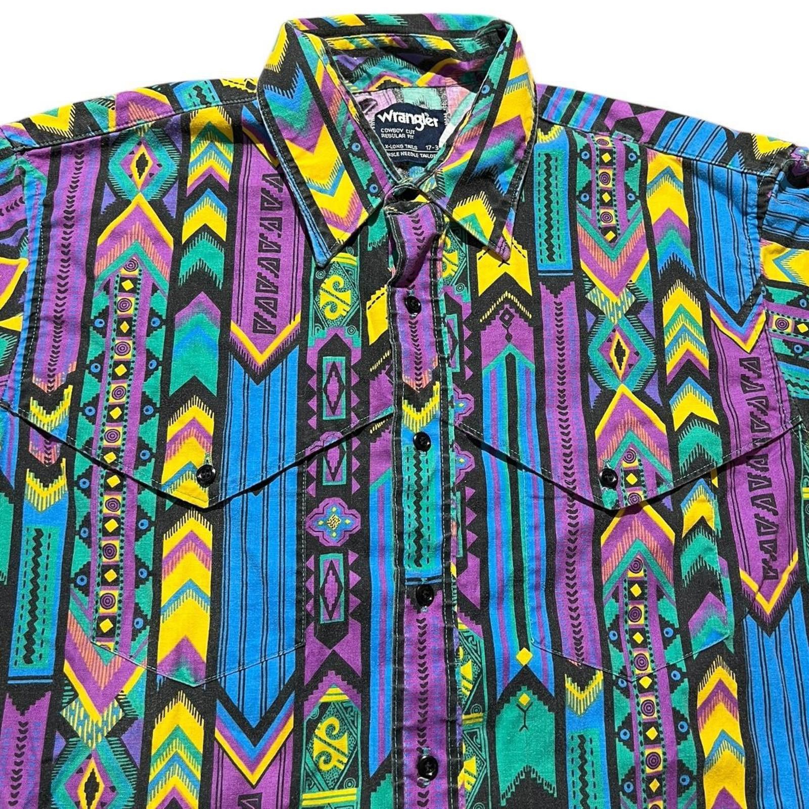 Wrangler Vintage Wrangler Cowboy Brushpopper Pattern western Shirt Size US XL / EU 56 / 4 - 3 Thumbnail