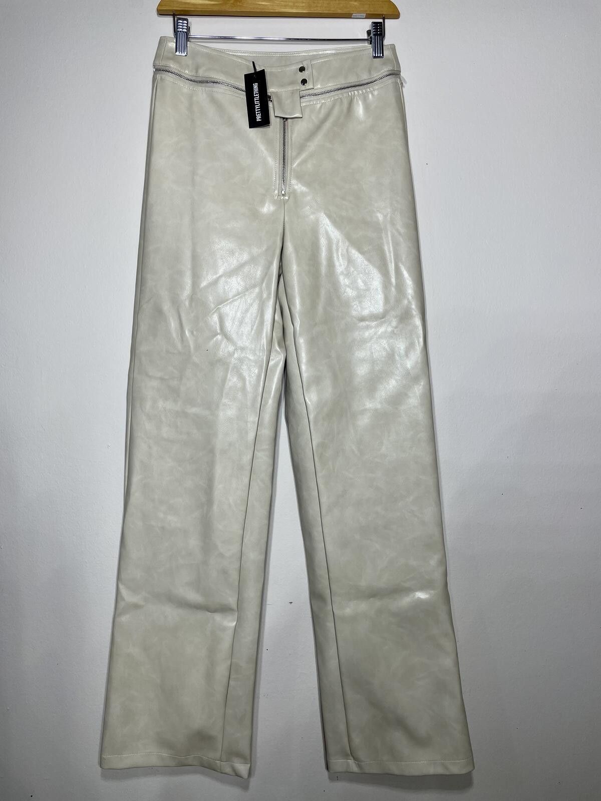 Other New Cream Faux Leather Zip Trouser Clean Girl Aesthetic Sz 4 Size 27" / US 4 / IT 40 - 6 Thumbnail