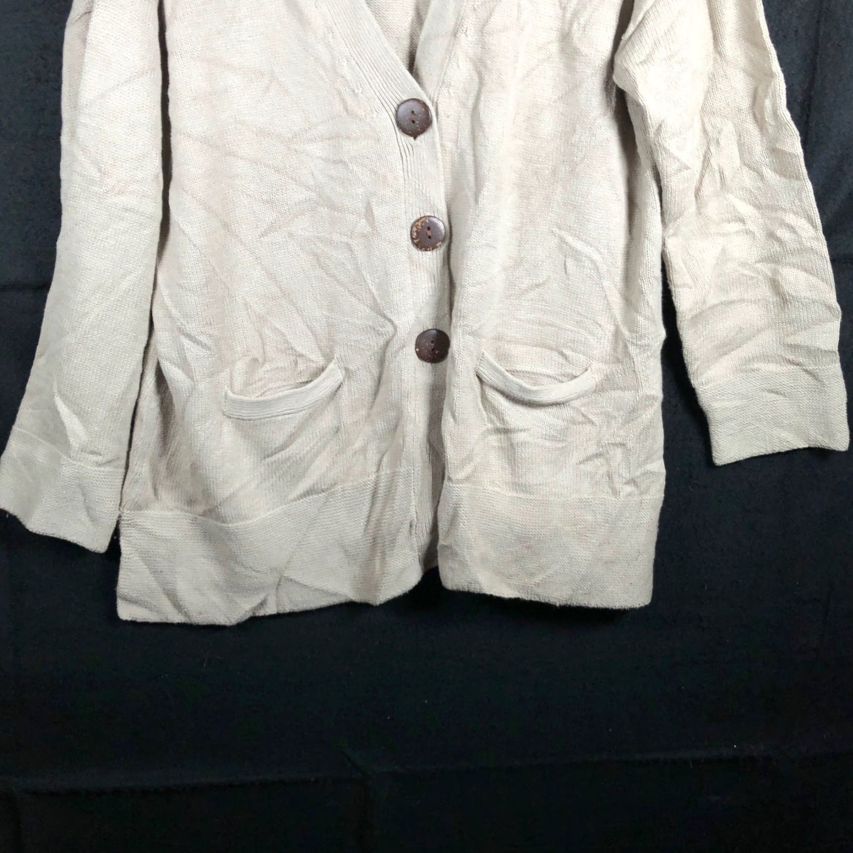 J. Jill J Jill Womens Cardigan Brown V-Neck Button Front Petite Long Sleeve Size M / US 6-8 / IT 42-44 - 3 Thumbnail