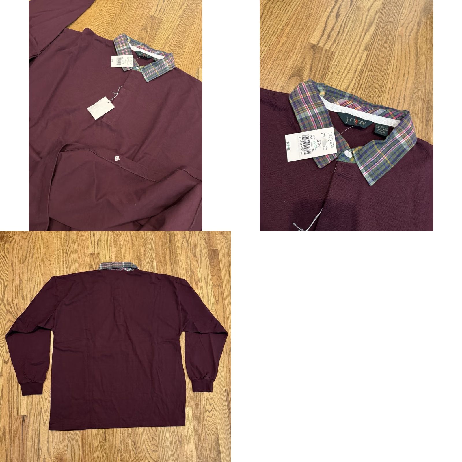 J.Crew VINTAGE J.CREW Polo Shirt Long Sleeve Men XL Maroon Rugby Golf plaid Oarsman 90s 2000s Mens Size US XL / EU 56 / 4 - 8 Thumbnail