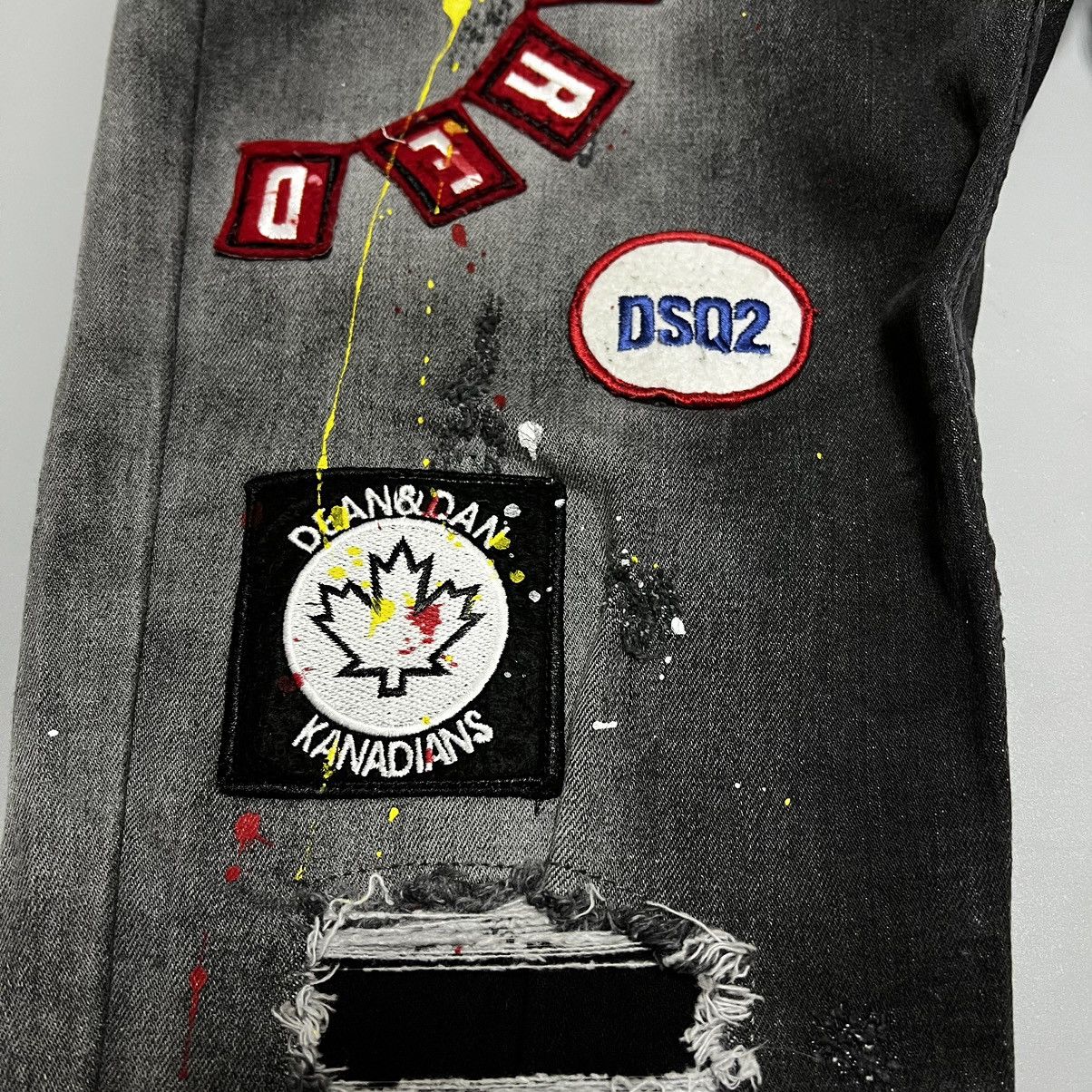 Dsquared2 Dsquared2 Distressed Painted Denim Logo Jeans Size US 32 / EU 48 - 4 Thumbnail