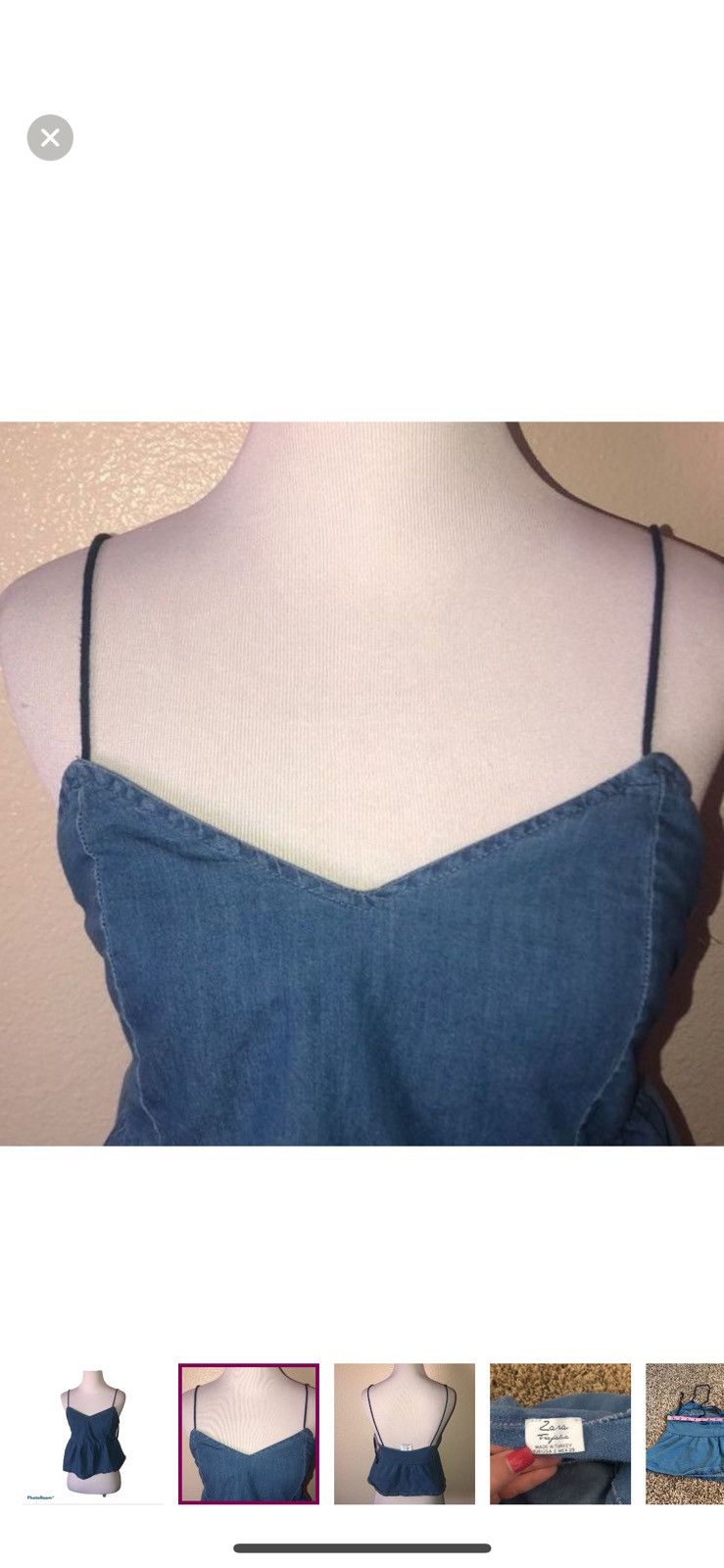 Zara Zara trafaluc small chambray crop top Size S / US 4 / IT 40 - 4 Thumbnail