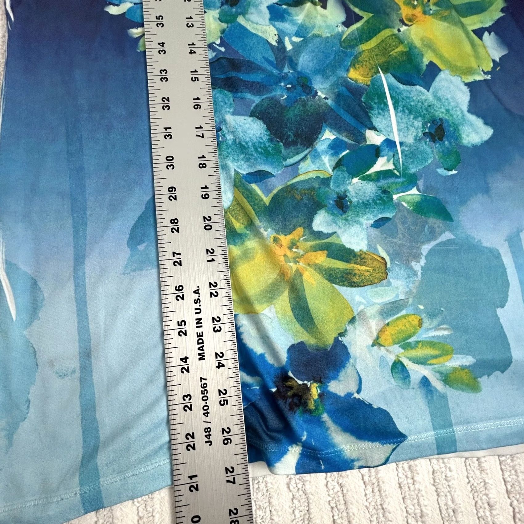 Vintage Maggie Barnes Womens 1X Ombre Floral Print Top Blue Short Sleeve Scoop Neck Shirt Adults Mens Womens Girls Boys Size XL / US 12-14 / IT 48-50 - 8 Thumbnail