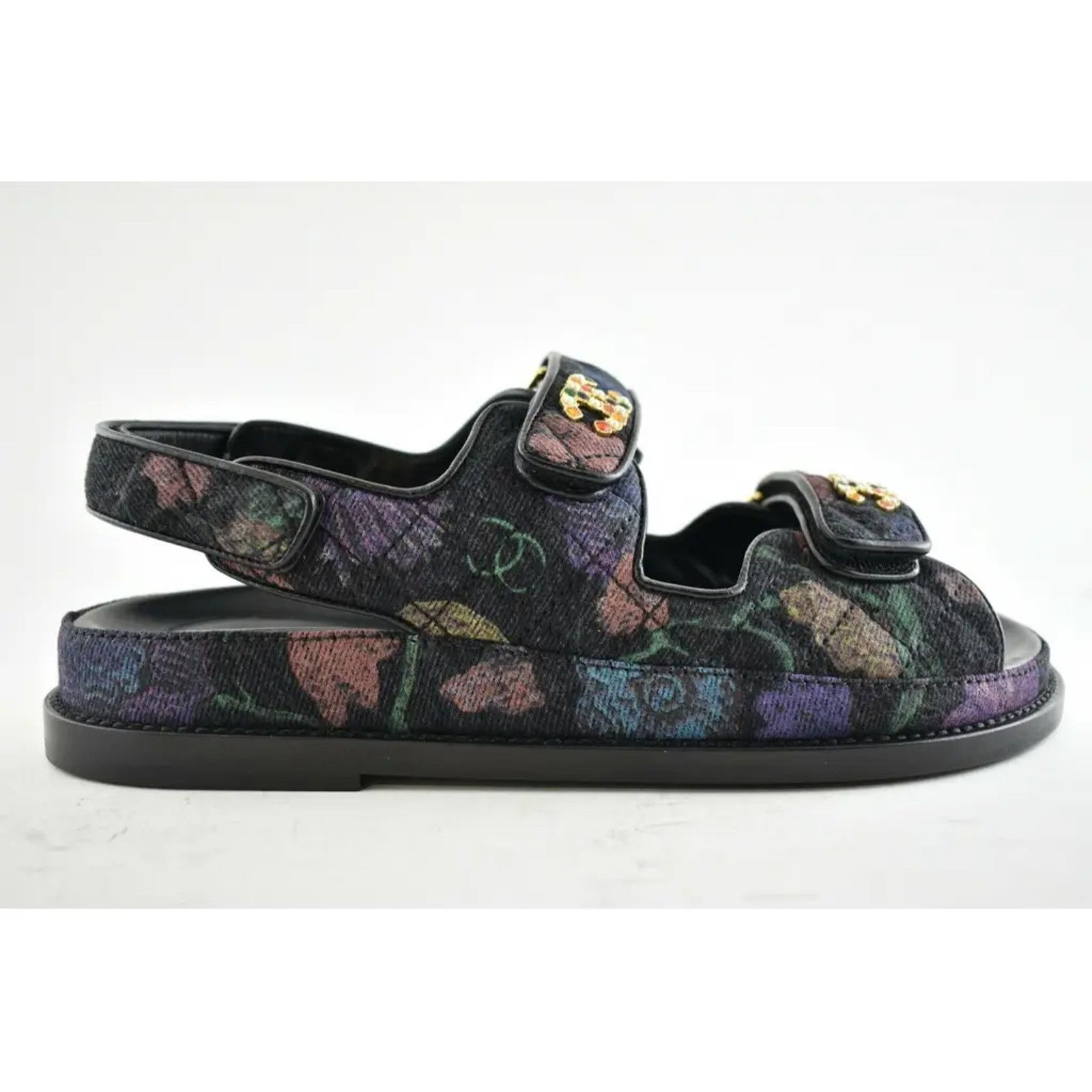 Chanel Chanel 21A Black Denim Graffiti CC Logo Mule Slide Strap Size US 6.5 / IT 36.5 - 2 Thumbnail