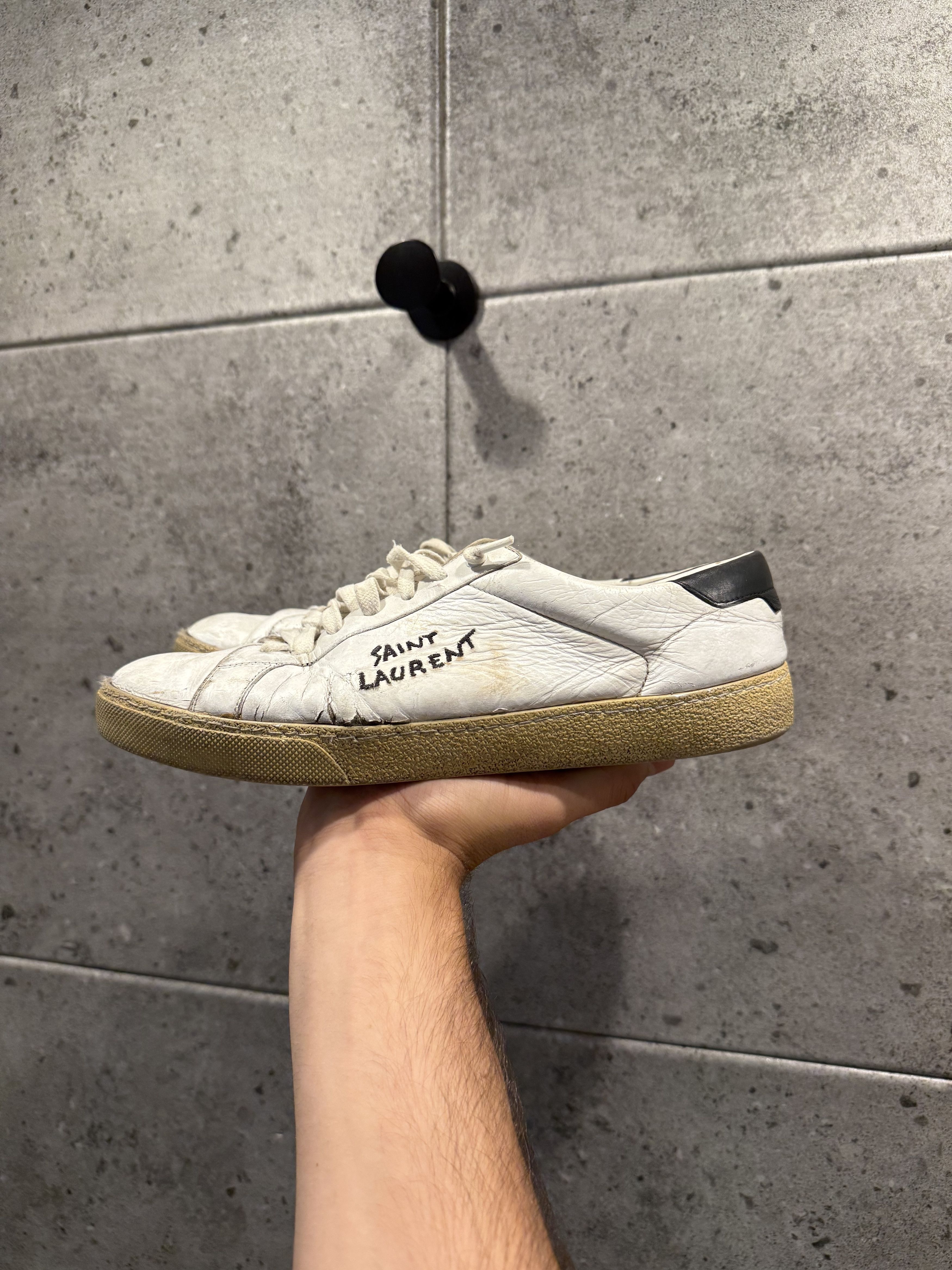 Saint Laurent Paris Saint Laurent logo court low top sneakers Size US 10 / EU 43 - 1 Thumbnail