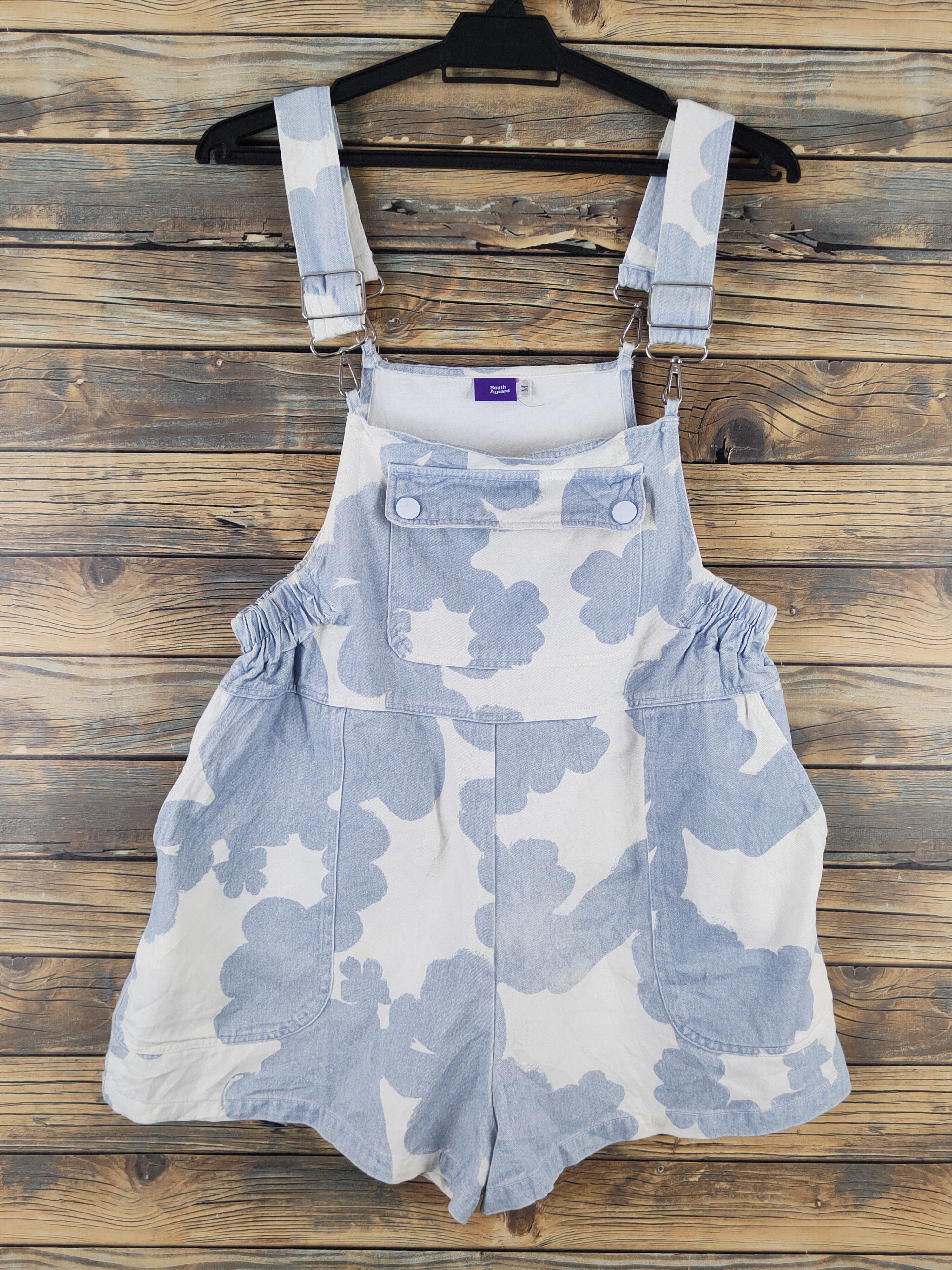 Other South Agsard Blue White Denim Shortall Jumpsuits Size 36" / US 14 / IT 50 - 1 Thumbnail