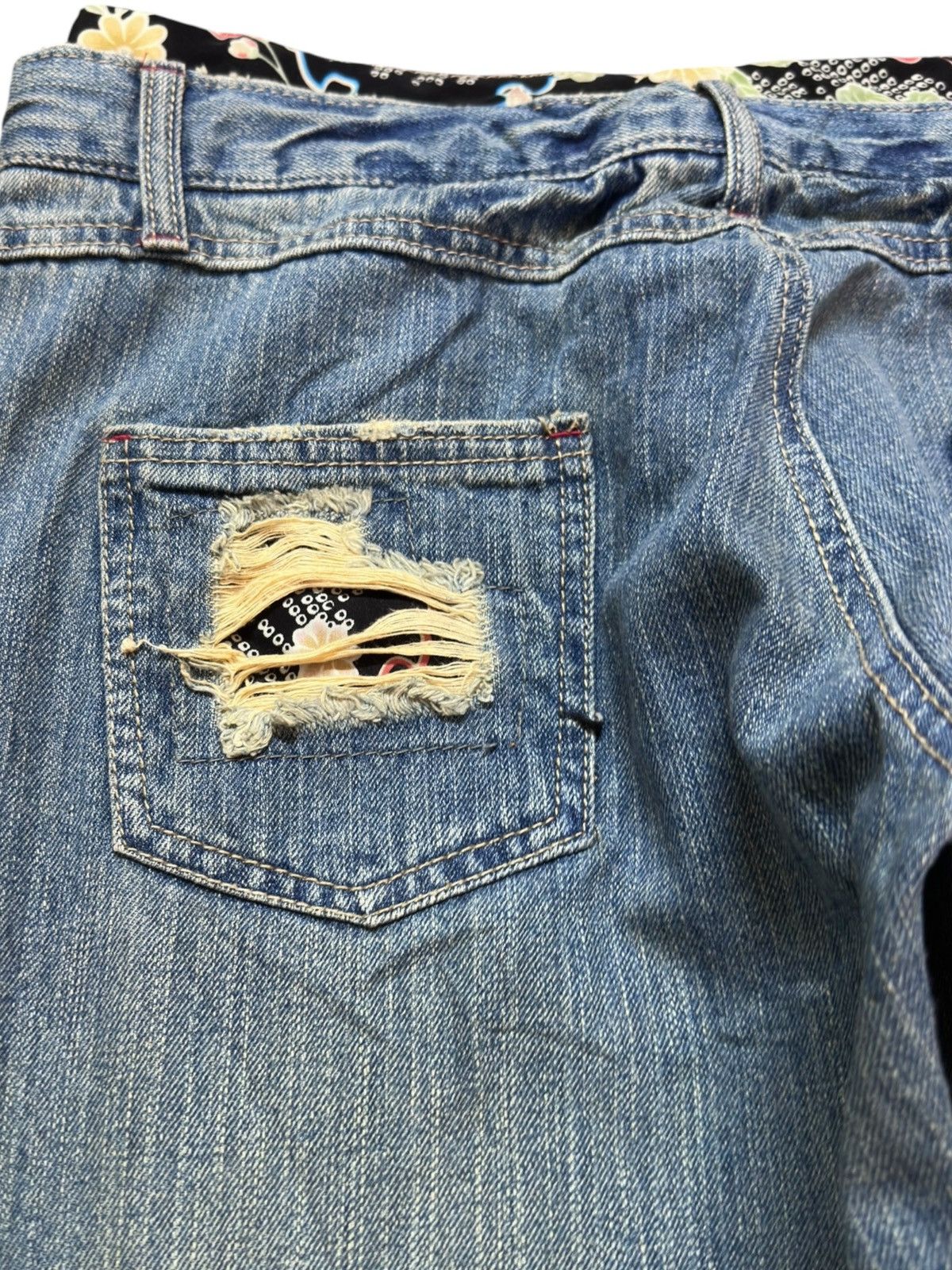 Hysteric Glamour Vintage Japanese Brand Double Waist Grunge Distressed Denim Size US 31 - 7 Thumbnail