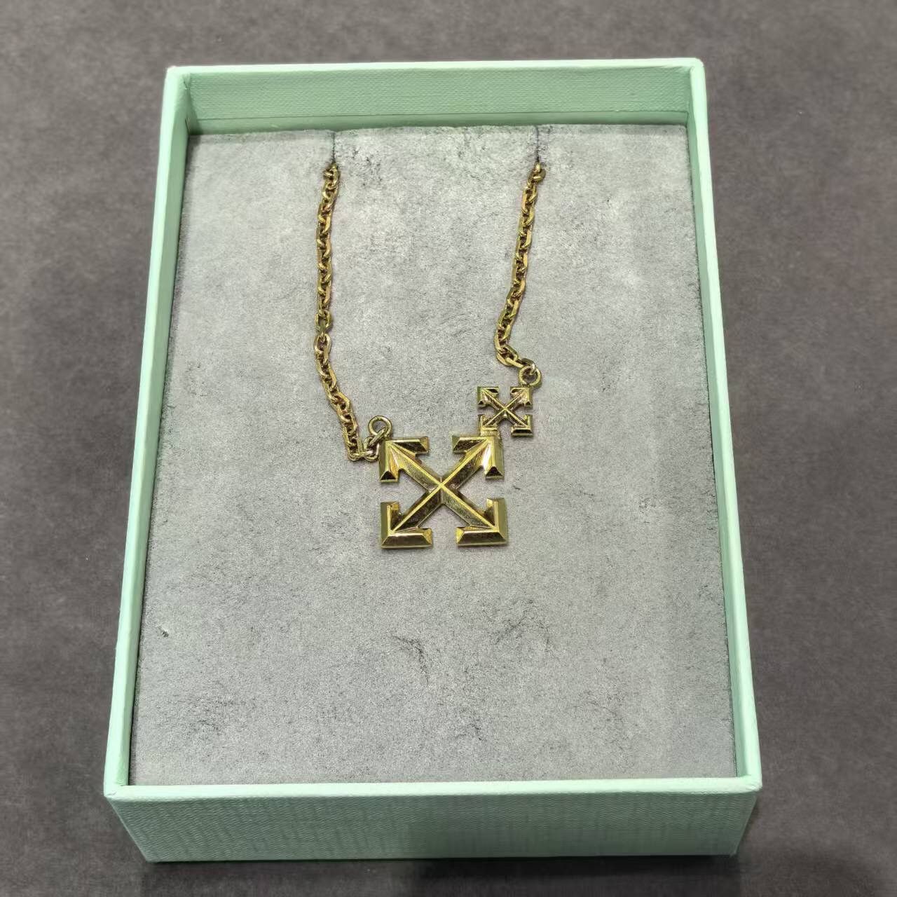 Off-White Box OW industrial arrow logo gold pendant necklace Unisex Size ONE SIZE - 2 Thumbnail