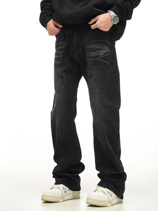 Japanese Brand × Jean Retro street patchwork pockets straight loose jeans y2k Size US 32 / EU 48 - 2 Thumbnail