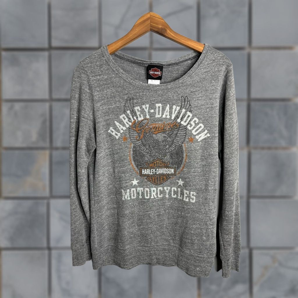Harley Davidson Harley-Davidson Crew Sweater Women's Size M Gray Pullover Knit Cotton Polyester Logo Embroidered Motorcycle Fashion Fall Winter Xs? No Size M / US 6-8 / IT 42-44 - 1 Thumbnail