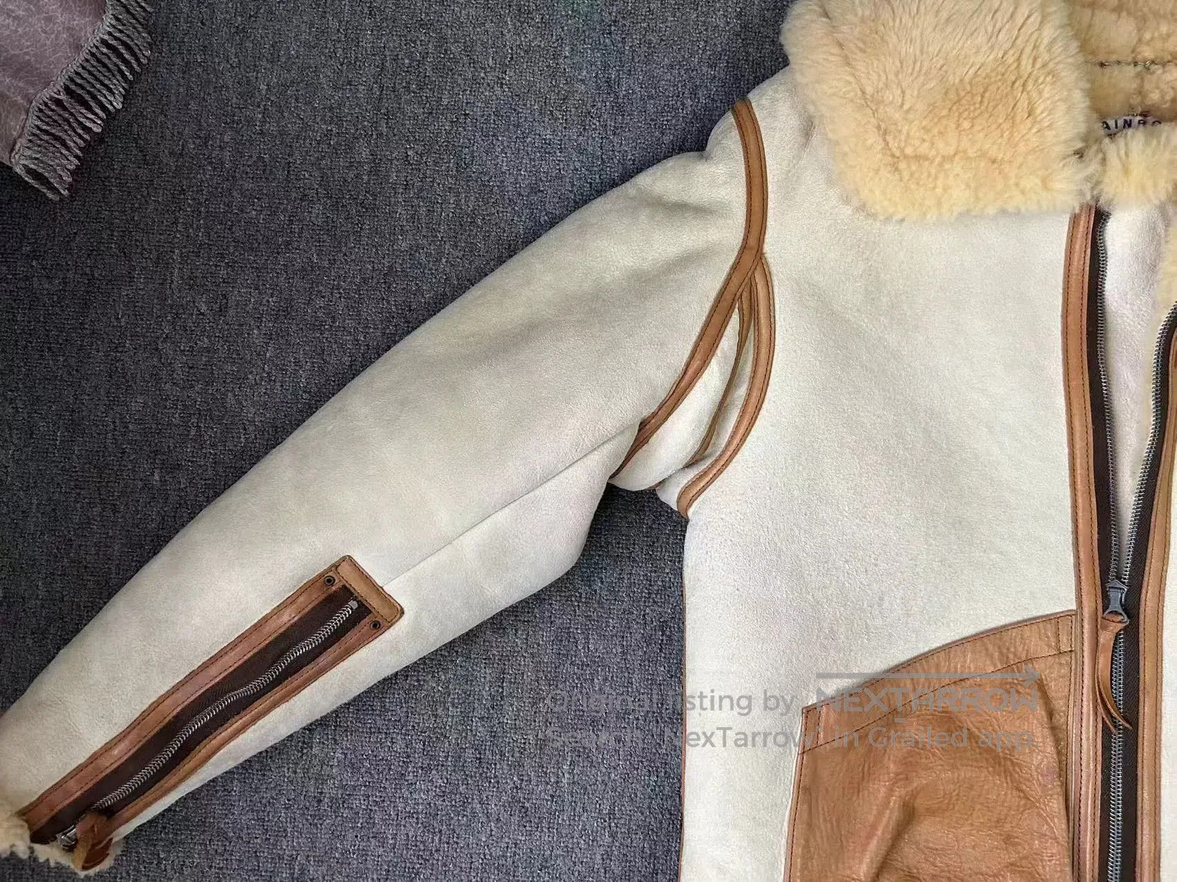 Rainbow Country stylish beige shearling jacket with hood. Size US M / EU 48-50 / 2 - 5 Thumbnail