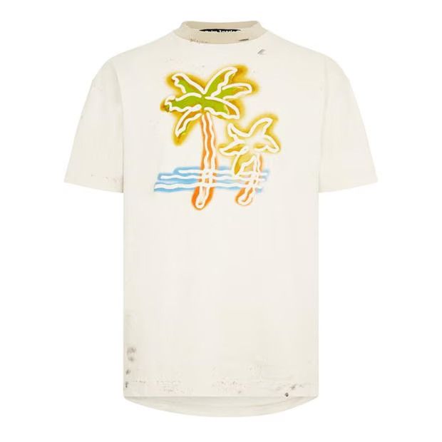image of Palm Angels O1G2R1Mq0524 T-Shirts In White & Multi, Men's (Size Large)