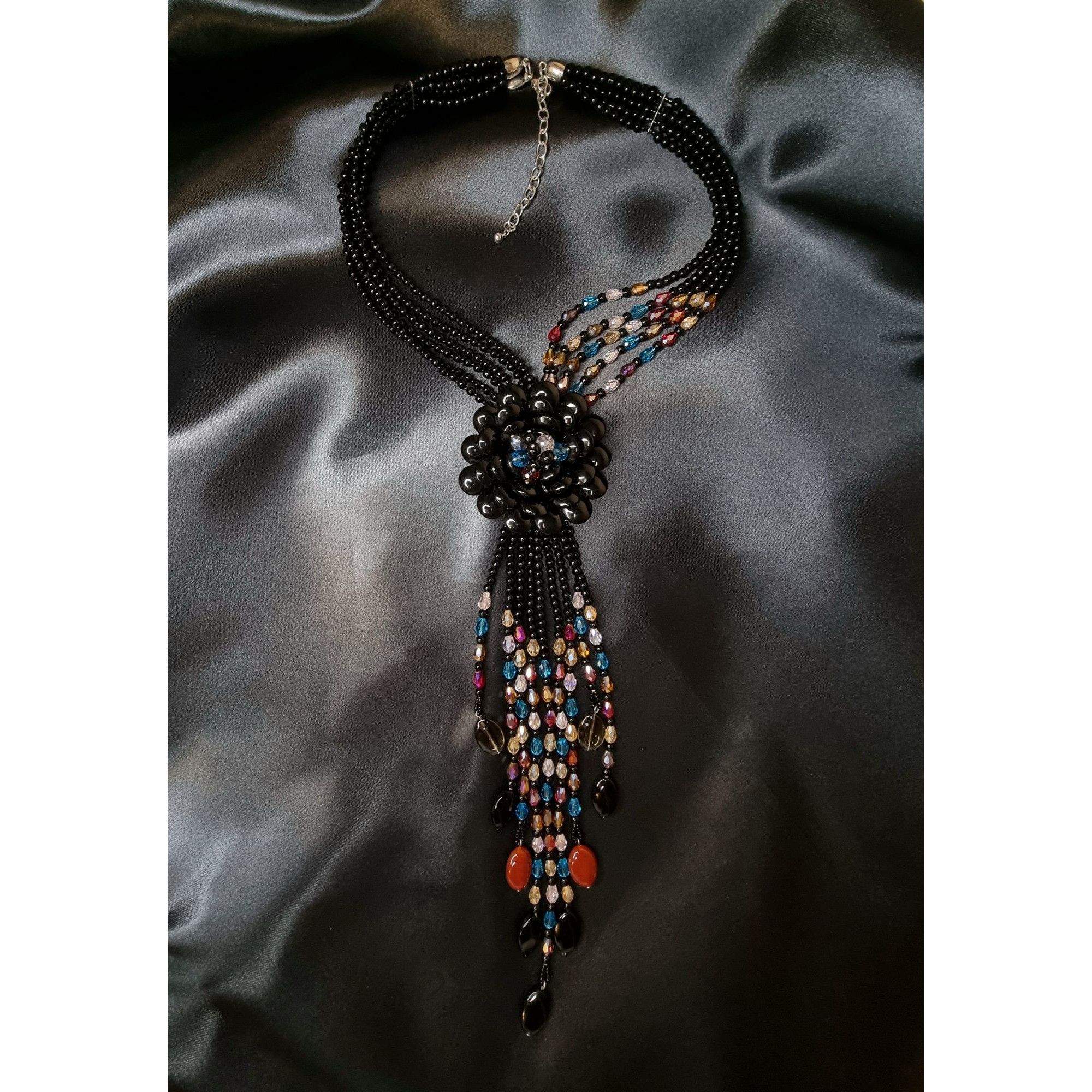 Joan Rivers Vintage Large Style Black Beaded Crystal Statement Necklace Size ONE SIZE - 2 Thumbnail